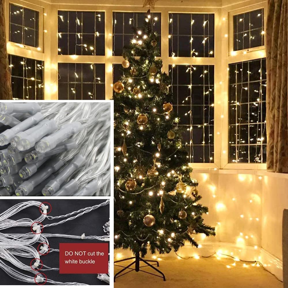 Solhice LED Curtain Lights Outdoor 50ft x10ft, 1000 LED Plug in Hanging String Lights Indoor Bedroom, Twinkle Light Backdrop for Outside Wedding Decor, Warm White (Not Connectable)