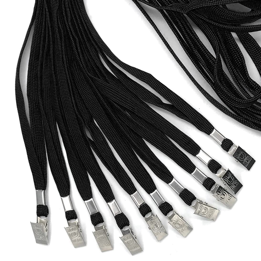 Bird Fiy Black Lanyards 100 Pack Bulk Badge Lanyards with Clip Neck Flat Lanyard with Badge Lanyard Bulldog Clip