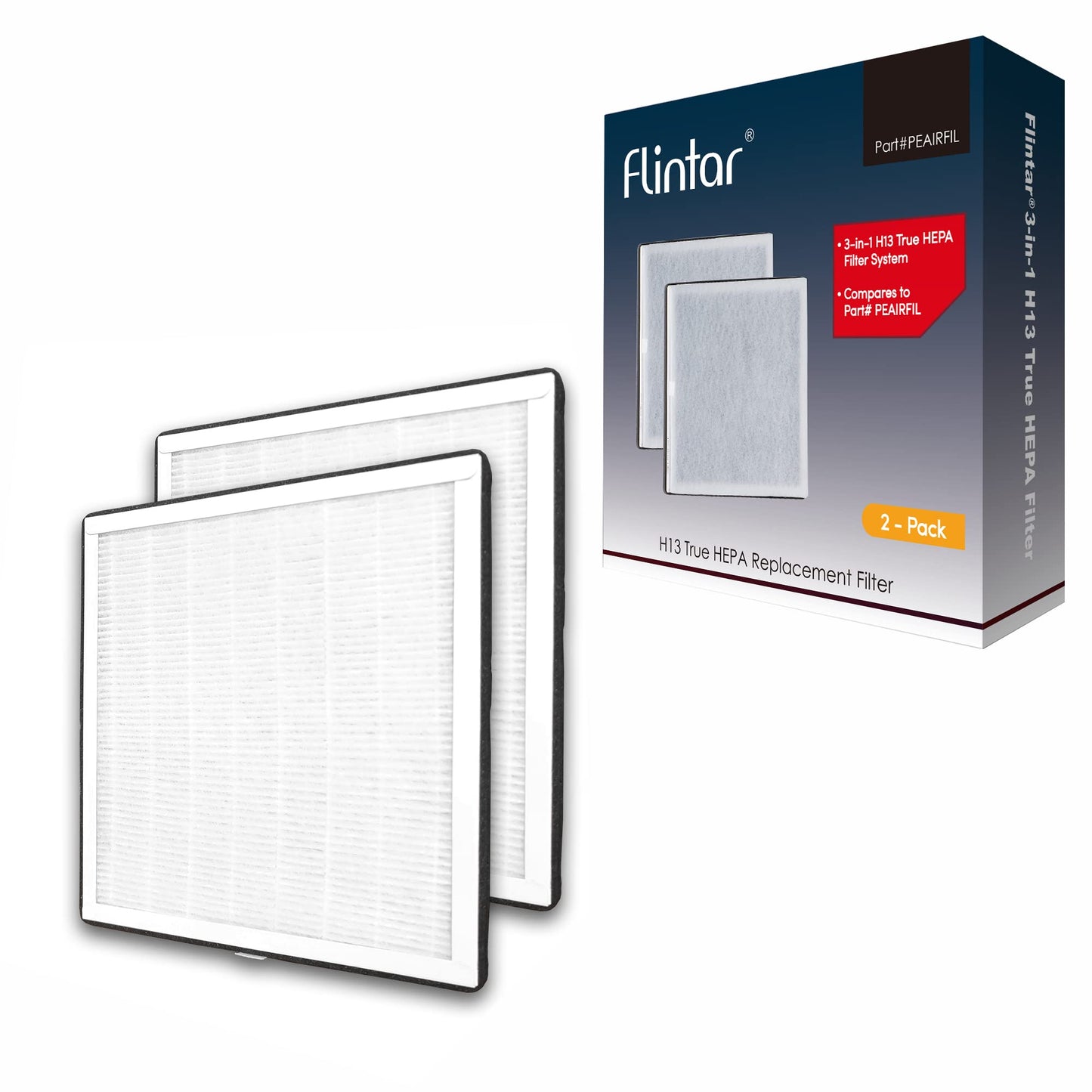Flintar Replacement Filter, Compatible with Pure Enrichment PureZone Air Purifier PEAIRPLG, High Efficiency H13 grade 3-in-1 Filter, Part number PEAIRFIL, 2-Pack