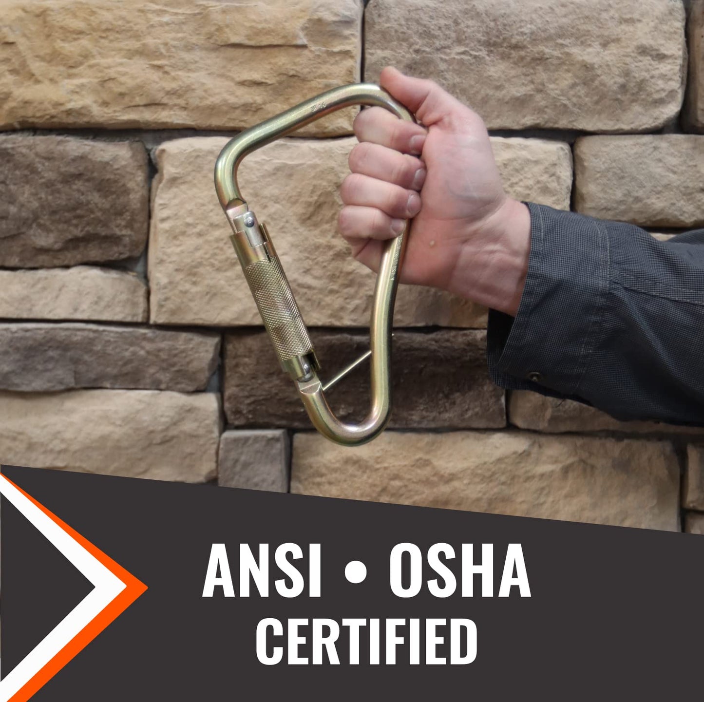 Malta Dynamics Fall Protection Carabiner Clip, High Strength Professional Grade, OSHA/ANSI Compliant (Large Tower Hook, 1 Pack)