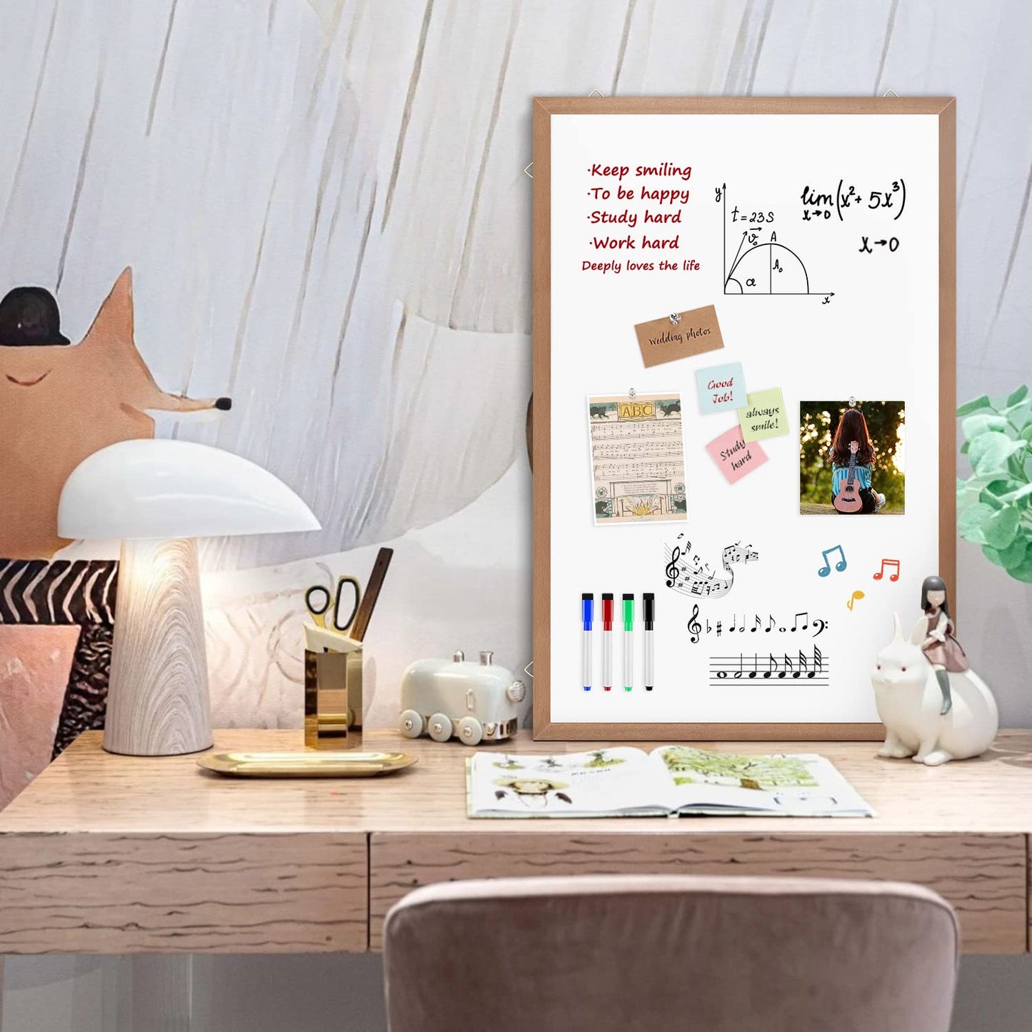 Magnetic Whiteboard for Wall, 24" X 18", Dry Erase White Board with Natural Wood Frame for Home, Office, School……
