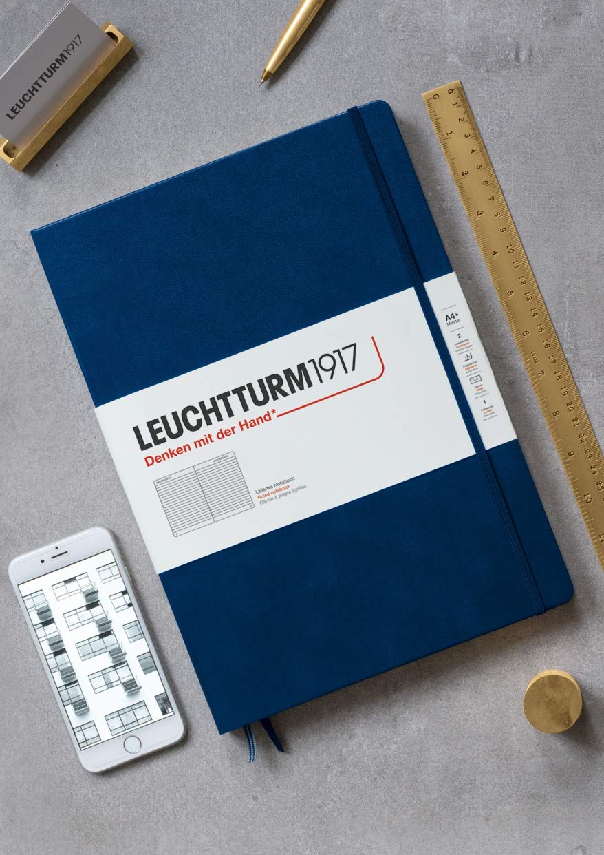 LEUCHTTURM1917 - Notebook Hardcover Master Classic A4+ - 235 Numbered Pages for Writing and Journaling (Black, Dotted)