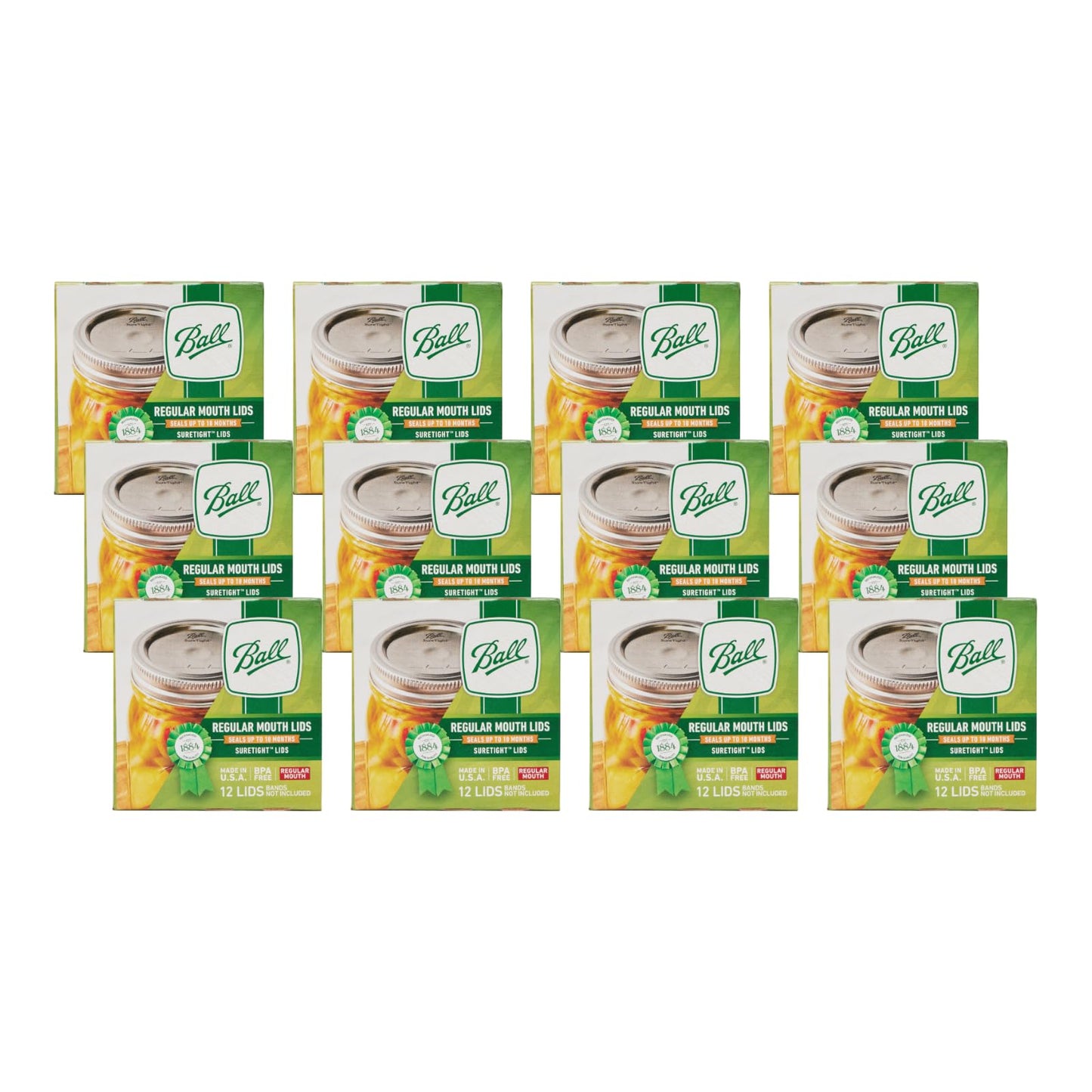 Ball Mason Jar Lids, Regular Mouth, 12 CT (Pack of 12)