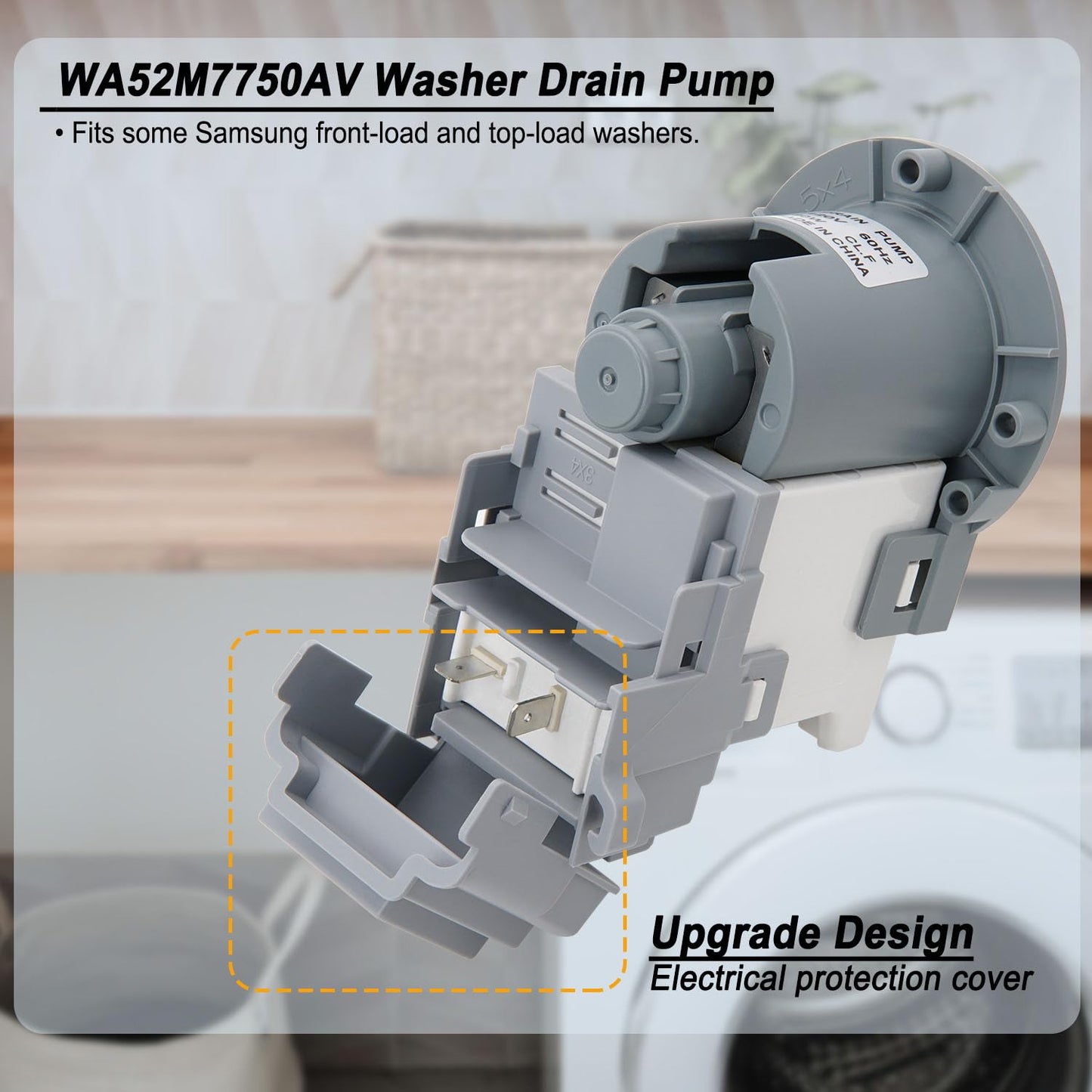 Washer Drain Pump Motor by SupHomie - Replacement For Samsung WA52M7750AV/A4 WA54M8750AW/A4 WA52M8650AV/A4 WA54M8750AV/A4 WA52M7750AW/A4 WA52M8650AW/A4 (ONLY MOTOR)