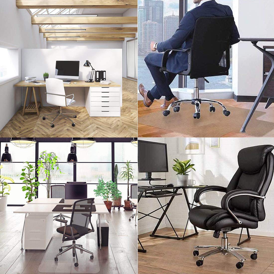 LeapYouth Large Office Chair Mat for Hardwood Floors - 48"×60" Anti-Slip Desk Chair Mat for Rolling Chairs - Heavy Duty Floor Protector for Home Office - Easy Clean and Flat Without Curling