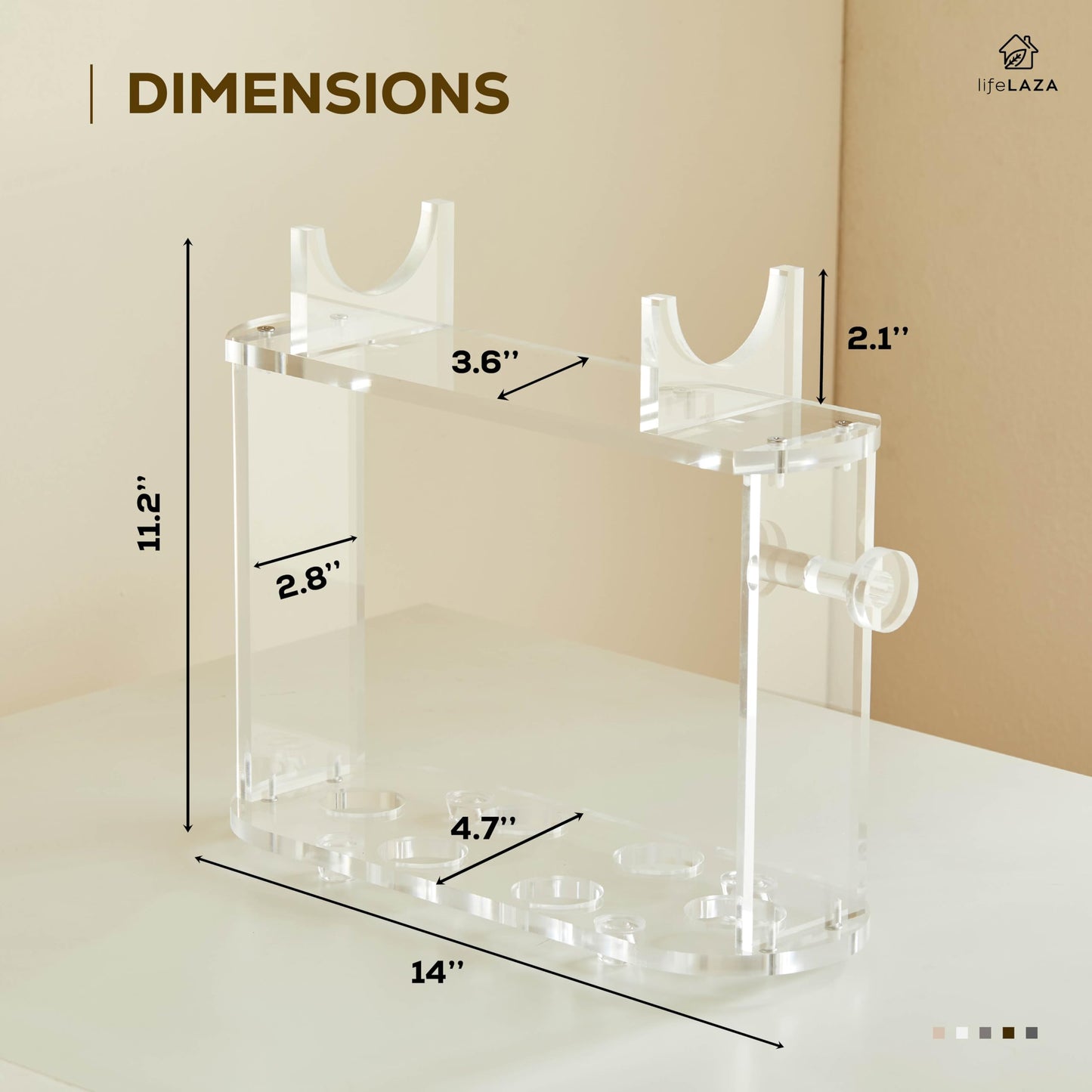 LifeLAZA Acrylic Holder and Organizer Compatible with Airwrap of Dyson and Airwrap Attachments, Airwrap Stand Storage, Countertop Airwrap Styler Rack Compatible with Airwrap Accessories
