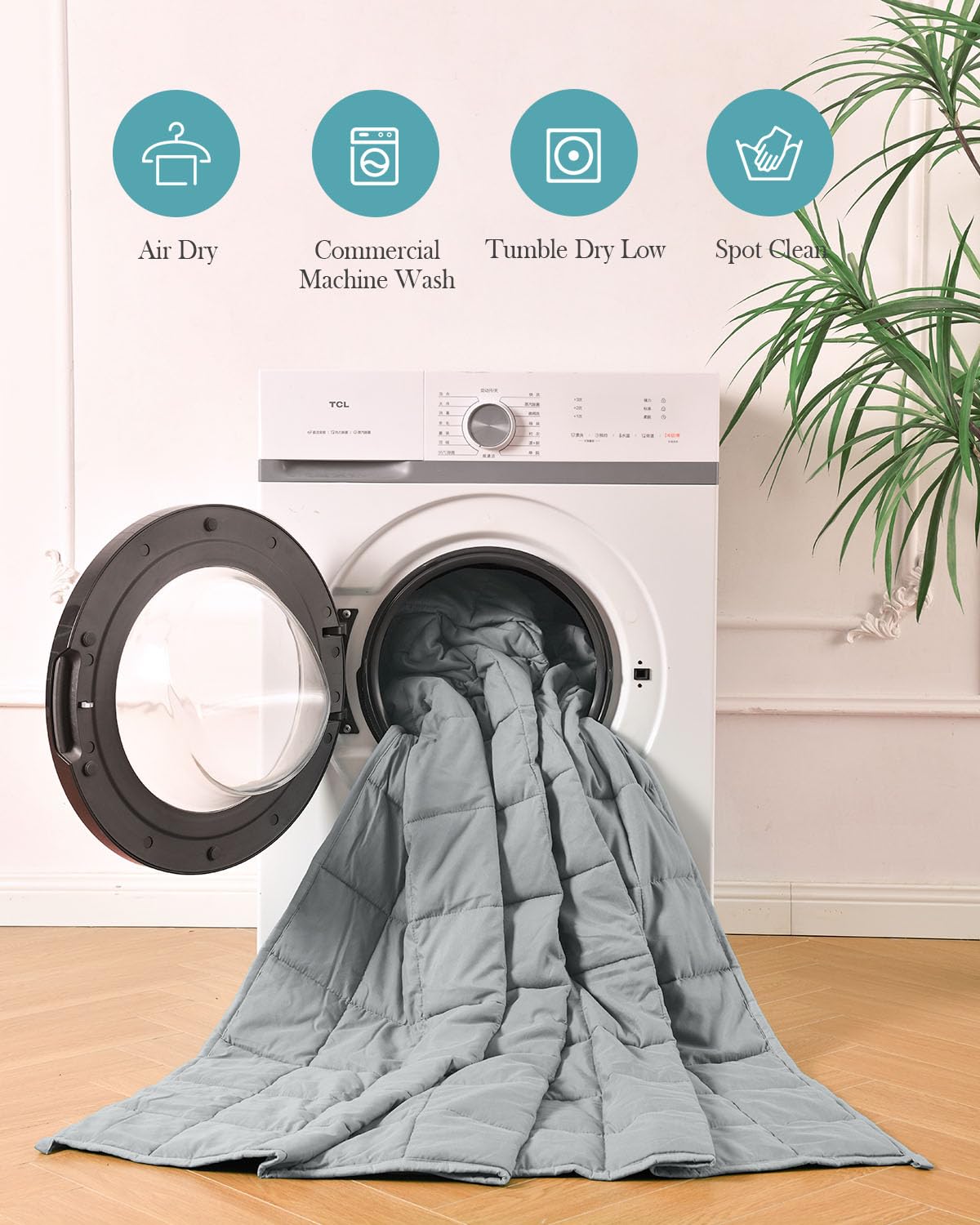 Topblan Weighted Blanket for Adults 12lbs, Soft Cooling Breathable Weighted Throw for Sleeping, Machine Washable Heavy Blanket with Glass Beads for Summer, Sofa Bed, 48"x72" Twin Size, Grey