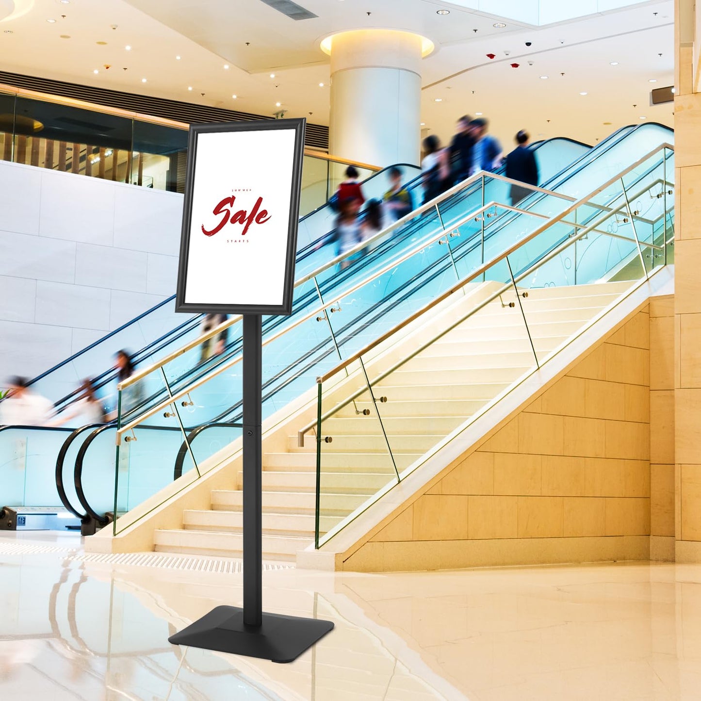DISPLAYSWORKER Floor Sign Holder, Sign Stand Display heavy duty pedestal sign floor standing for indoor outdoor signage 8.5×11 display(BLACK, 8.5×11)