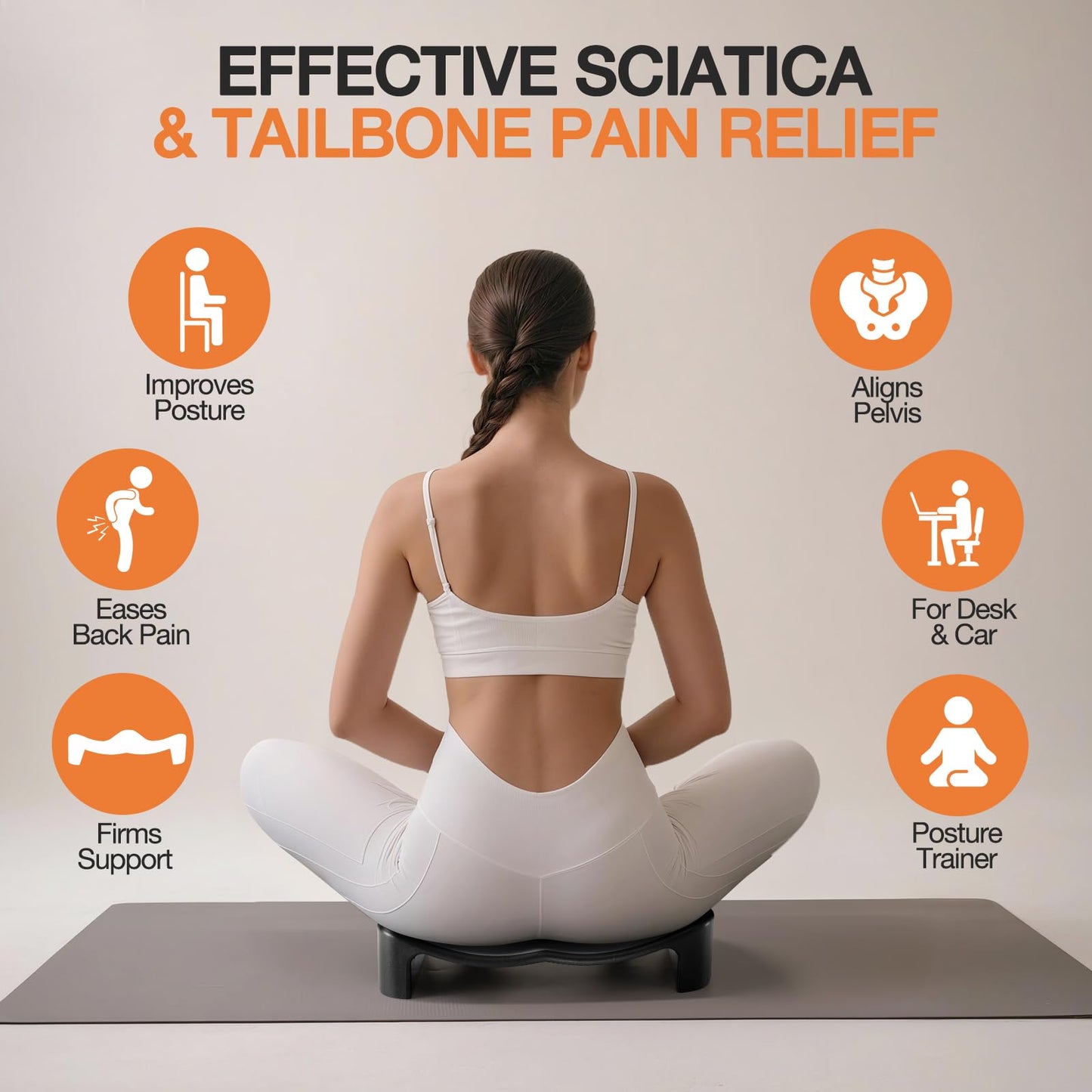 CXDYLCGF Ergonomic Seat Cushion for Office Chair, Car, Study and Meditation, Tailbone Relief, Spine Alignment, Pelvic Support, Posture Corrector,Recommended for Users Under 176LB