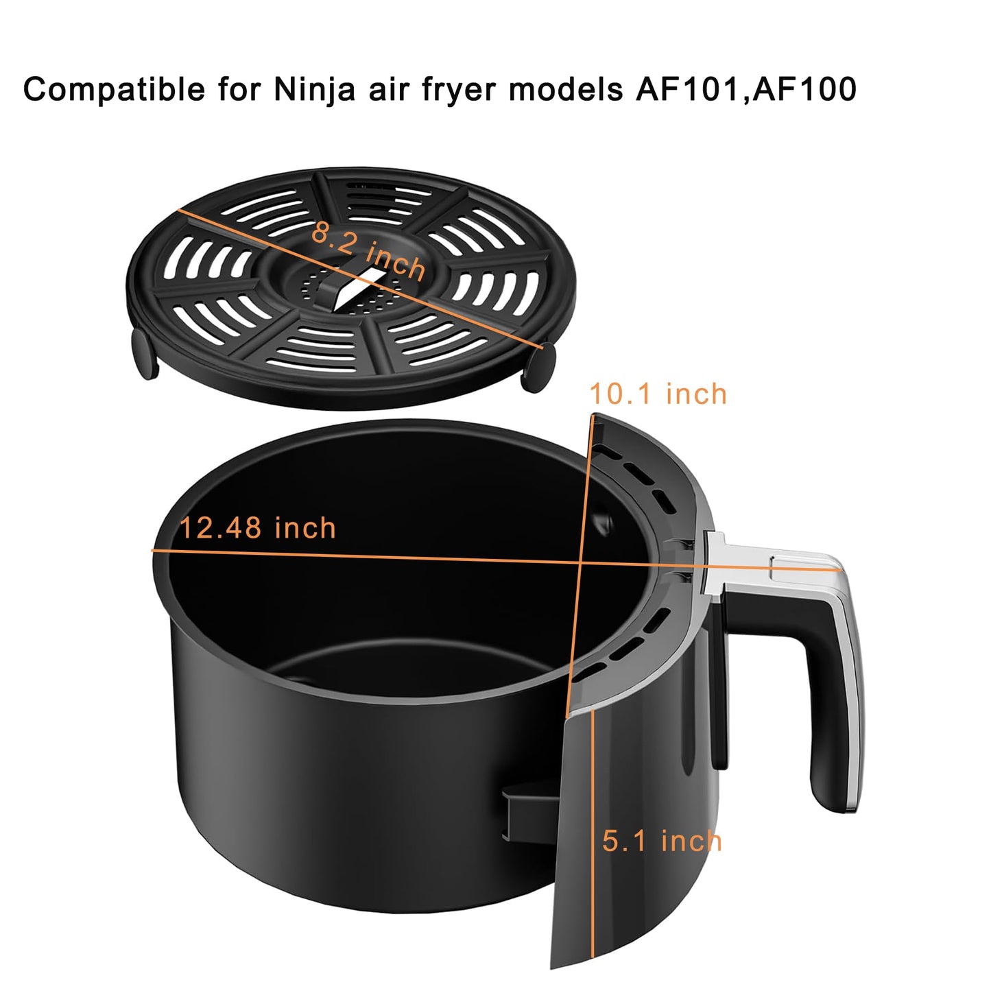 Air Fryer Basket and Crisper Plate for Ninja AF101,Accessories for Ninja AF100 Air Fryer,4QT Replacement Basket,Non-Stick Replacement Parts
