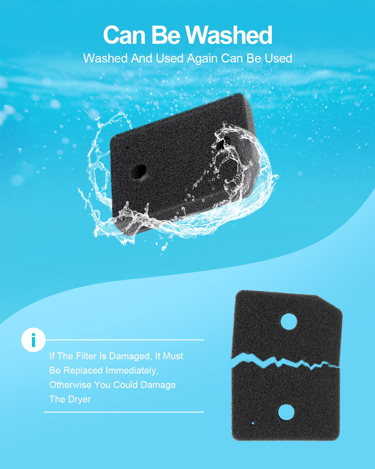 9164761 Foam Filter Replacement for All Miele T1 Heat Pump Tumble Dryers TMB540WP TKS850WP TKG840WP TKS650WP TKB150WP TKG450WP TCJ680WP TCE520WP Parts (3)