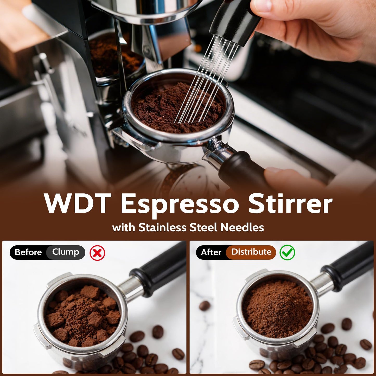 7 PCS Espresso Accessories, 54mm Espresso Tamper Tools, Coffee Distributor, WDT Tool Espresso Machine Accessories, Food Grade Silicone Espresso Tamping Mat, Dosing Funnel, Cleaning Brush & Puck Screen