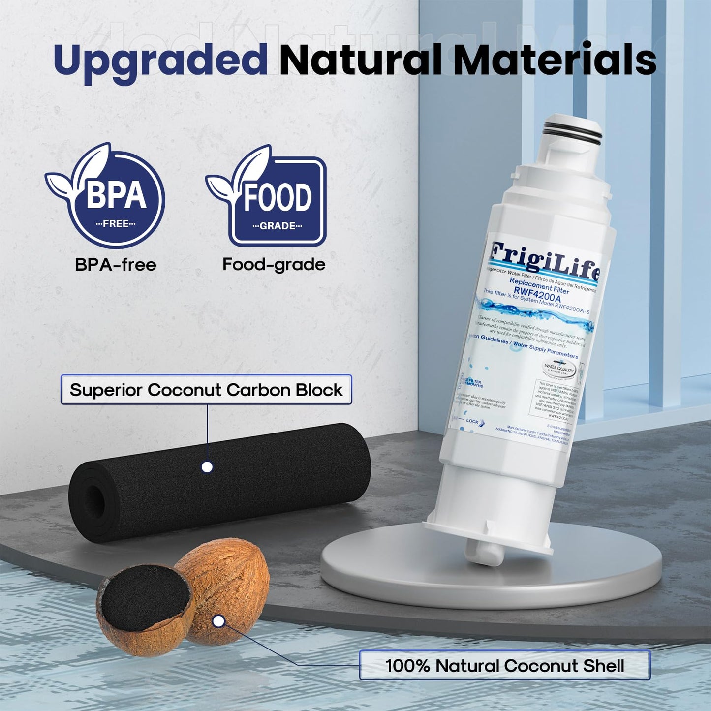FrigiLife DA97-17376B Refrigerator Water Filter Replacement for Samsung HAF-QIN, HAF-QIN/EXP, DA97-08006C, RF23M8070SG, RF23M8070SR, RF23M8090SG, RF23M8090SR, (4PACK)