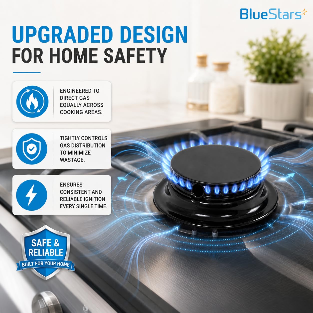 BlueStars Ultra Durable 3412D024-09 Gas Range Sealed Burner Head & Igniter Assembly Replacement – Compatible with Magic Chef & Maytag Ranges - Replaces 12500050 3412D018-09 - Pack of 4