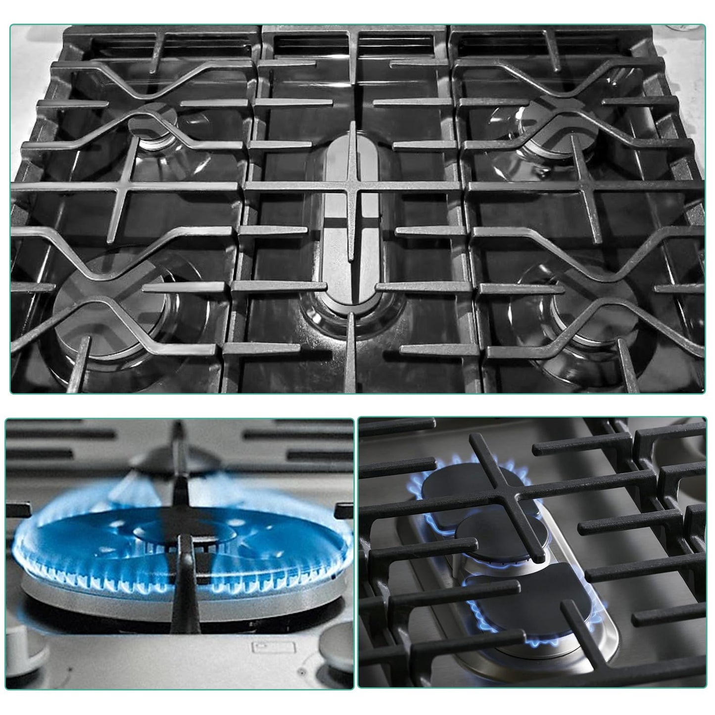 WB31X27150 Cast Iron Burner Grate Replacement for GE Stove Parts JGBS66REKSS JGB700SEJ4SS JGSS66SEL1SS JGSS66SEL3SS, WB31X24737 Center Burner Grate Surface Cooktop for General Electric Gas Range Parts