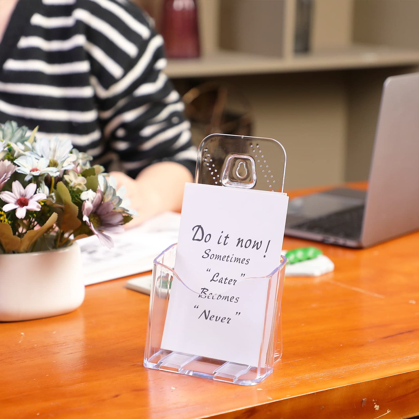 15 Pieces Acrylic Brochure Holder Stand Clear Plastic Flyer Organizer A6 Size Brochure Container 4 Inch Wide Wall Mount or Standing Pamphlet Counter Display for Home Office Classroom Supplies