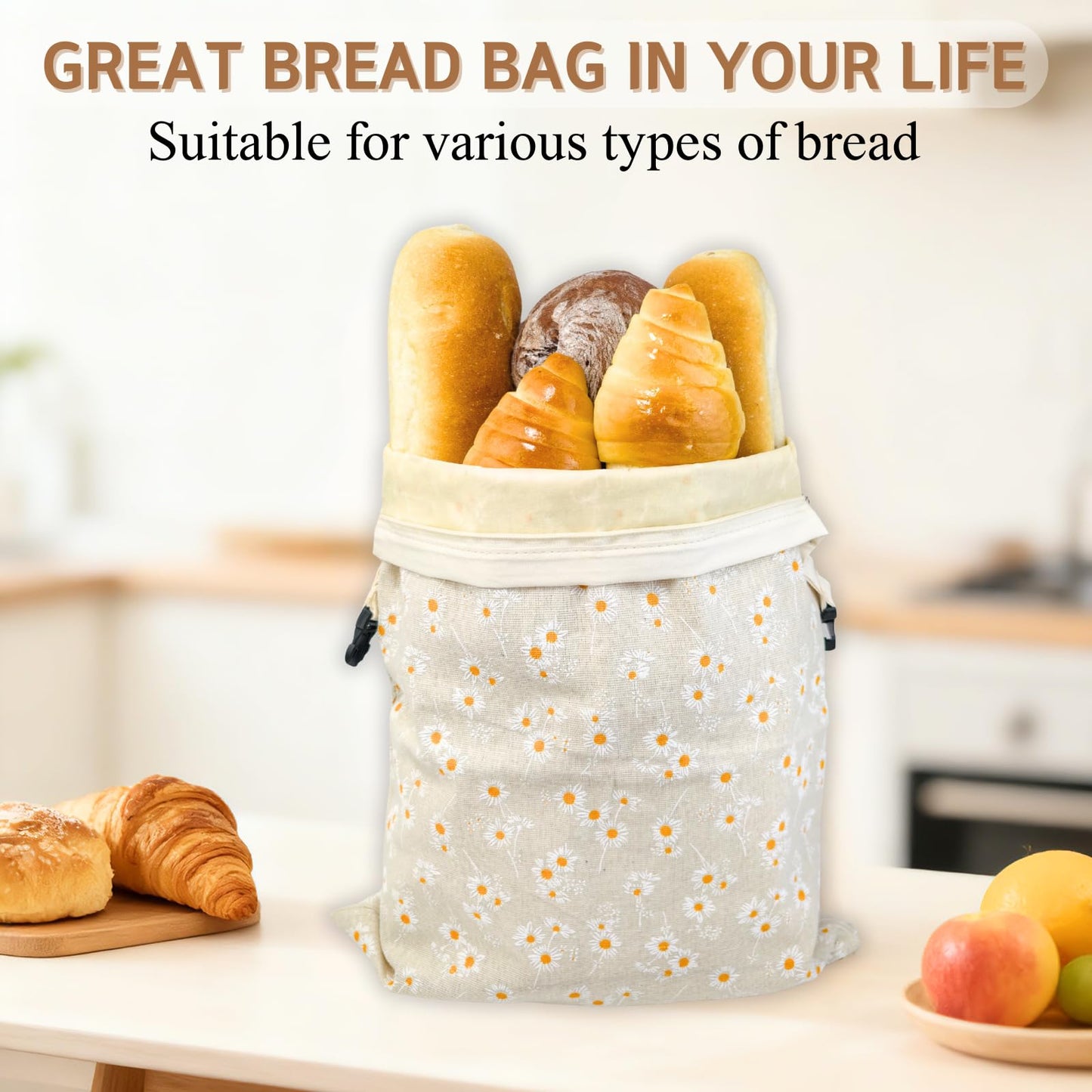 2 Pack Beeswax Bread Bags for Homemade Bread with Zipper, Large 13x17'' Reusable Beeswax Sourdough Bread Storage Bag, Keep Loaves Fresh Longer, Freezer Safe & Airtight, Natural, Zero Waste