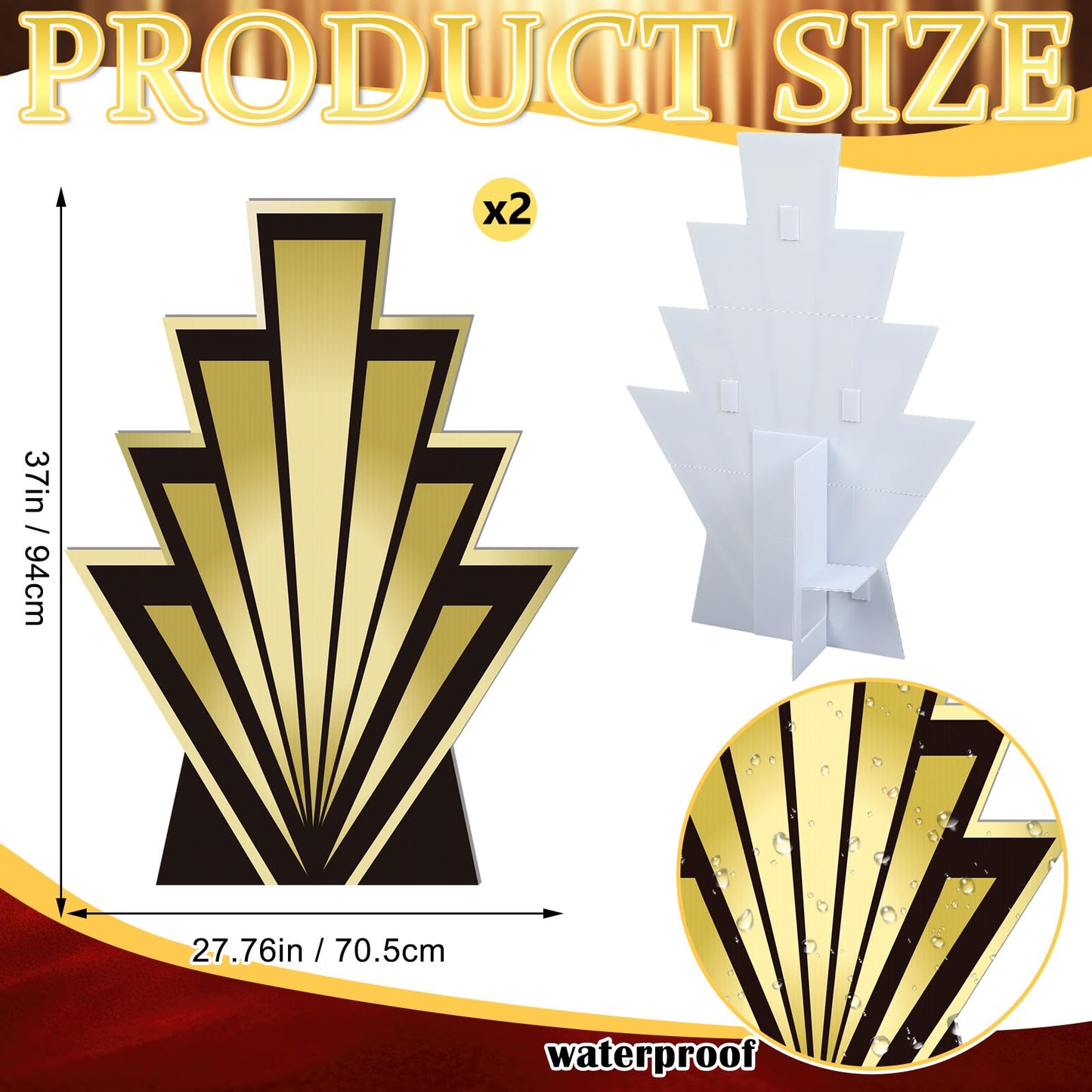 Anglechic 2 Pcs 3.1 ft 1920's Theme Awards Night Party Decorations Party Decor 20's Art Decor Cardboard Stand-ups Cutout Night Props Stand up for Roaring Music Theme Supplies