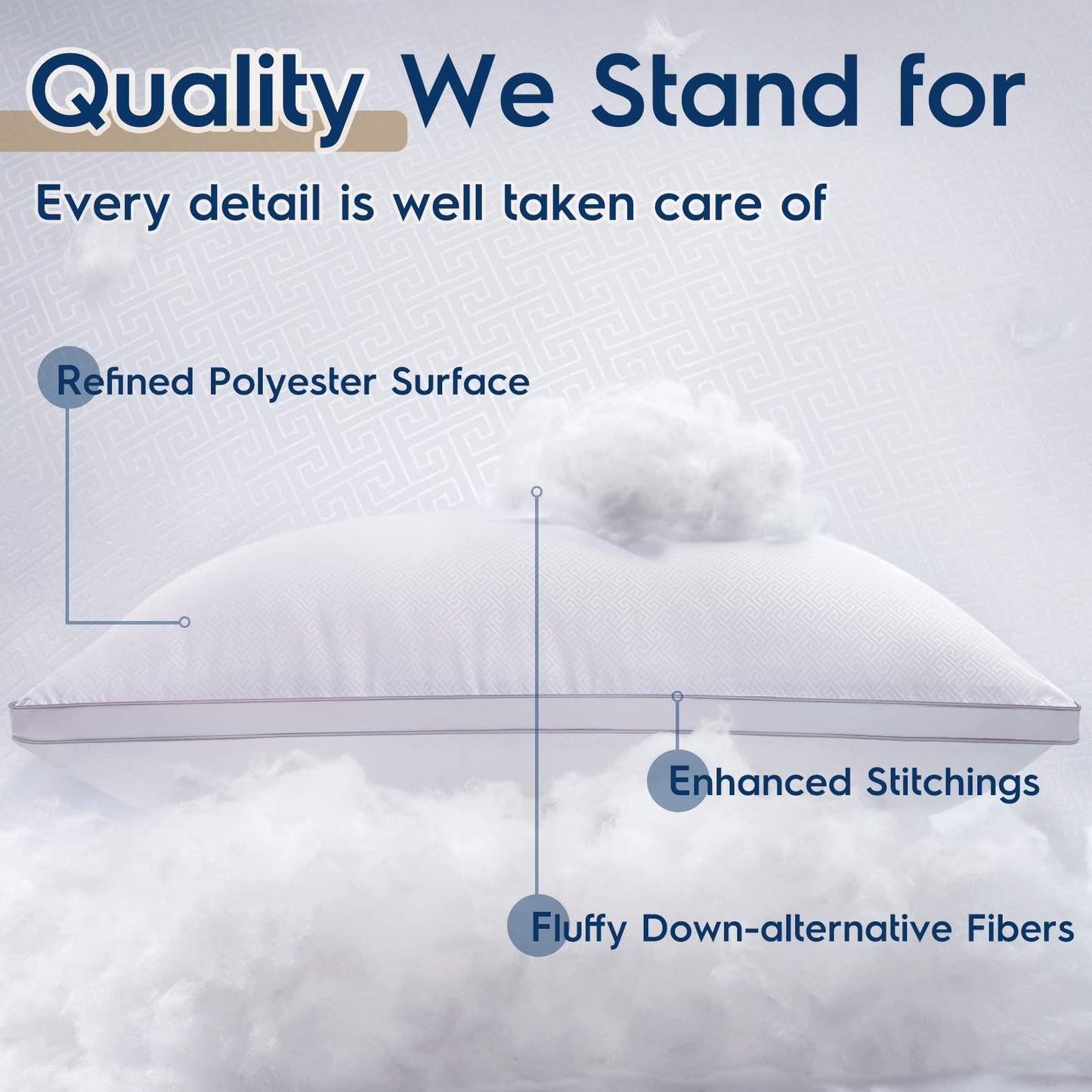 viewstar Bed Pillows King Size Set of 2, Firm Support Down Alternative Gusseted Pillows for Side, Back, or Stomach Sleepers, White