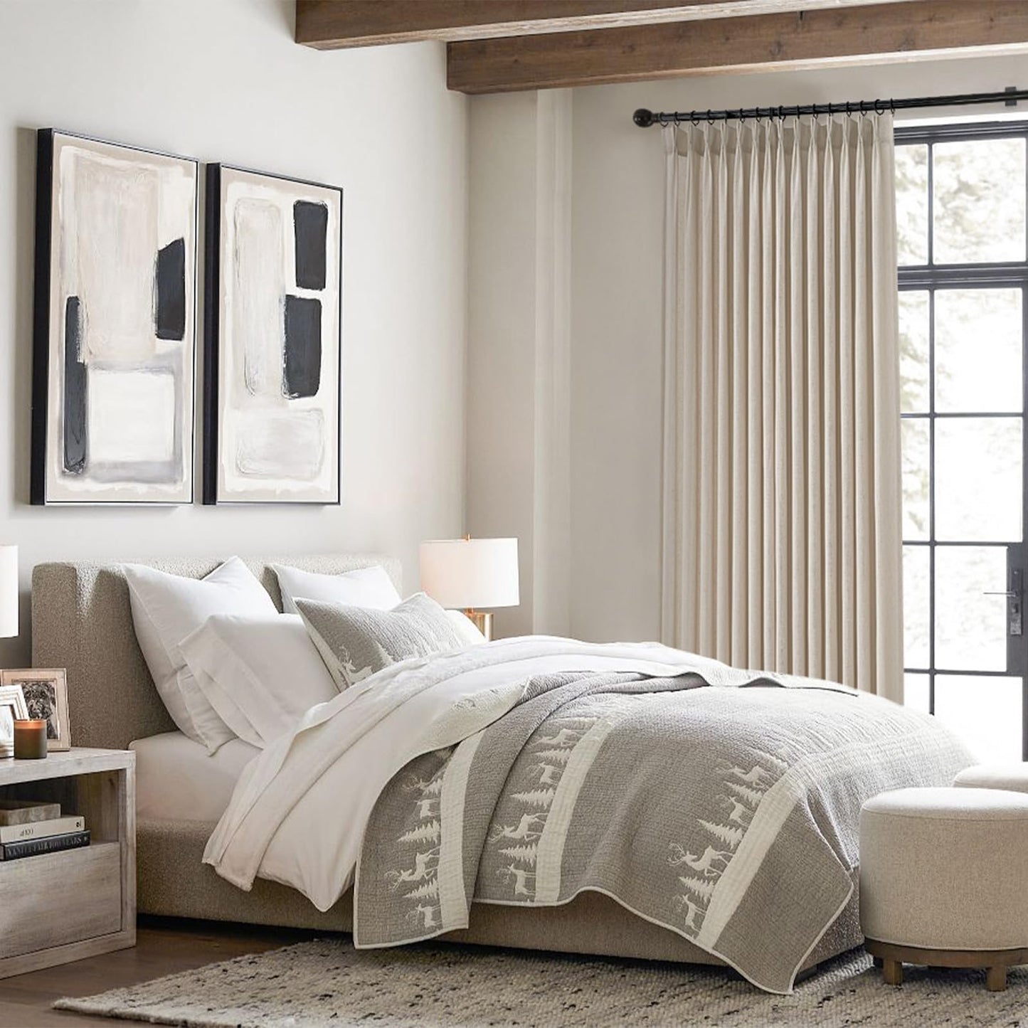 96 Inches Long Pleated Sheer Curtains,Oatmeal Linen Blended Light Filtering Window Curtains 96 Length 2 Panels for Living Room Bedroom Pinch Pleat Drapes with Hooks 2 Panels 40" Wx96 L,Light Camel