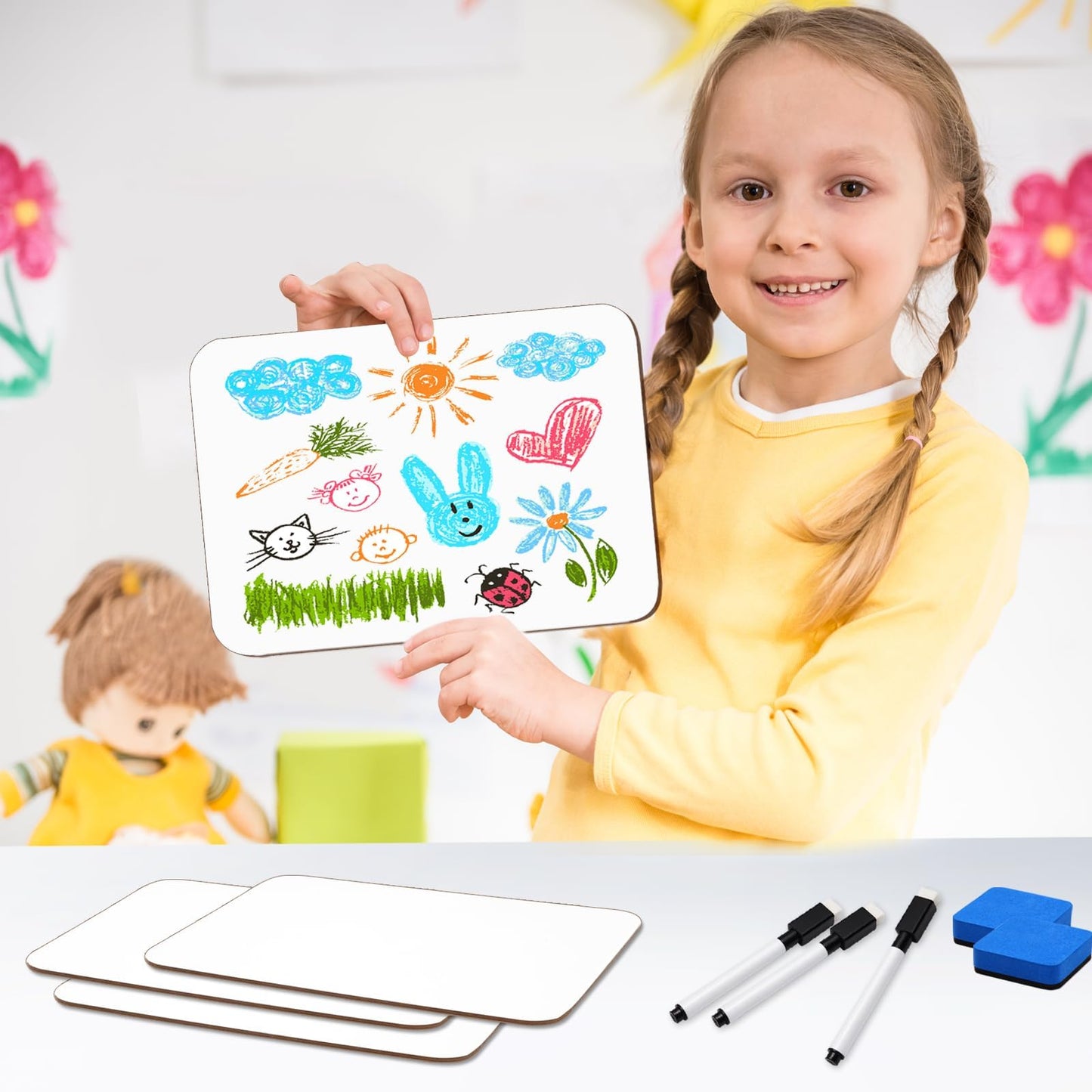 25 Pcs Small White Board 5 x 7 Inch Mini Dry Erase Board Small White Boards with Markers Erasers Double Sided Dry Erase Whiteboards for Students Classroom Meeting Voting Games Party(25)