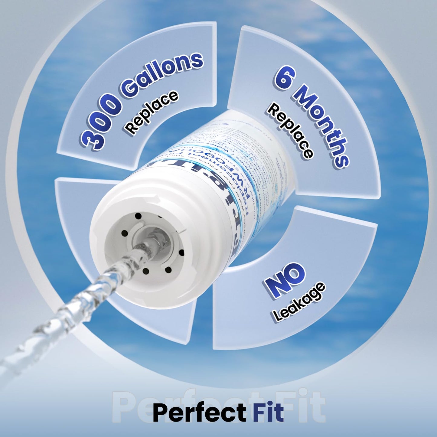 FrigiLife UKF8001 Replacement for EveryDrop Filter 4, Everydrop EDR4RXD1, UKF8001AXX-200, UKF8001P, Whirlpool 4396395, 469006, FMM-2 MPF15090 WF-UKF8001, SGF-M9 Refrigerator Water Filter, 4PACK