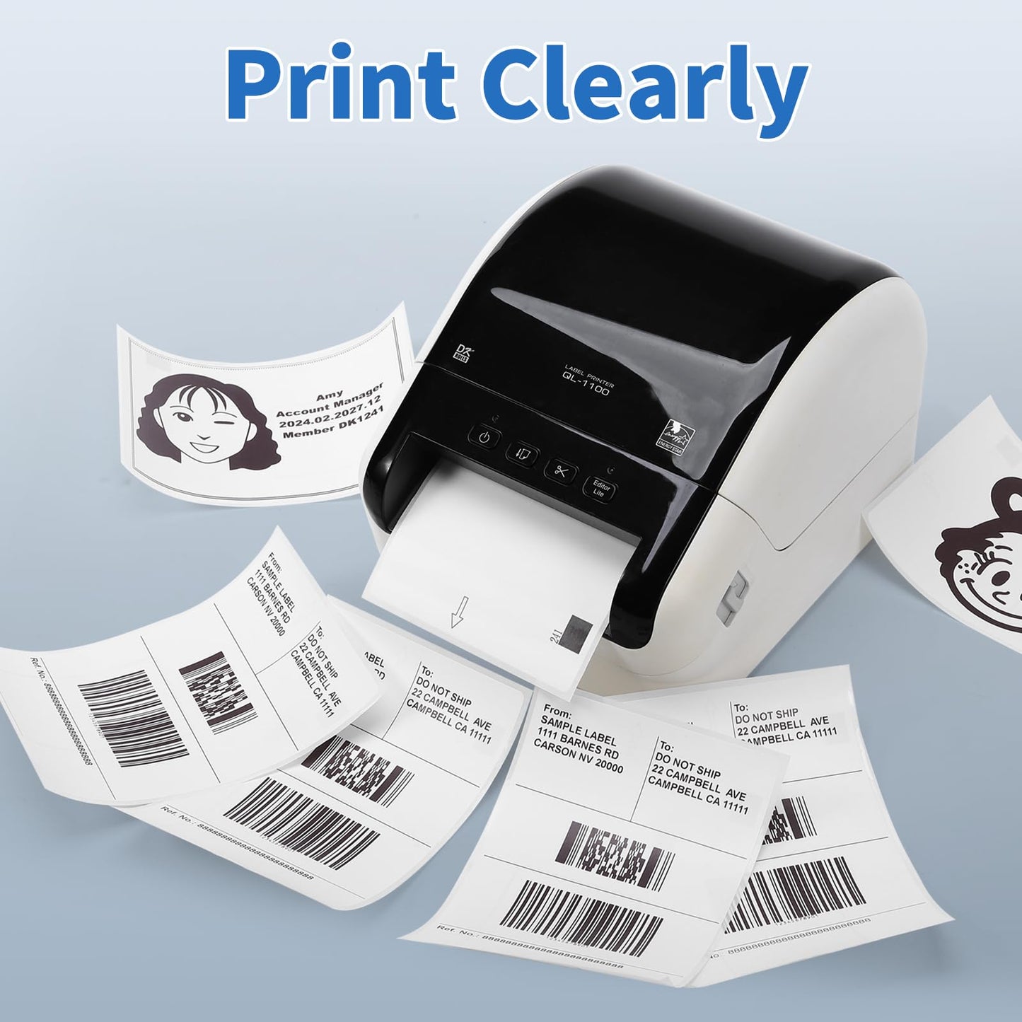 COLORTY Compatible with Brother DK-1241 Die-Cut 4" x 6" Large Shipping Label Roll(200/Roll), 102mm x 151mm White Paper Label for Brother Printer QL-1050 1050N 1060N 1100 1110NWB (10 Rolls + 1 Frame)