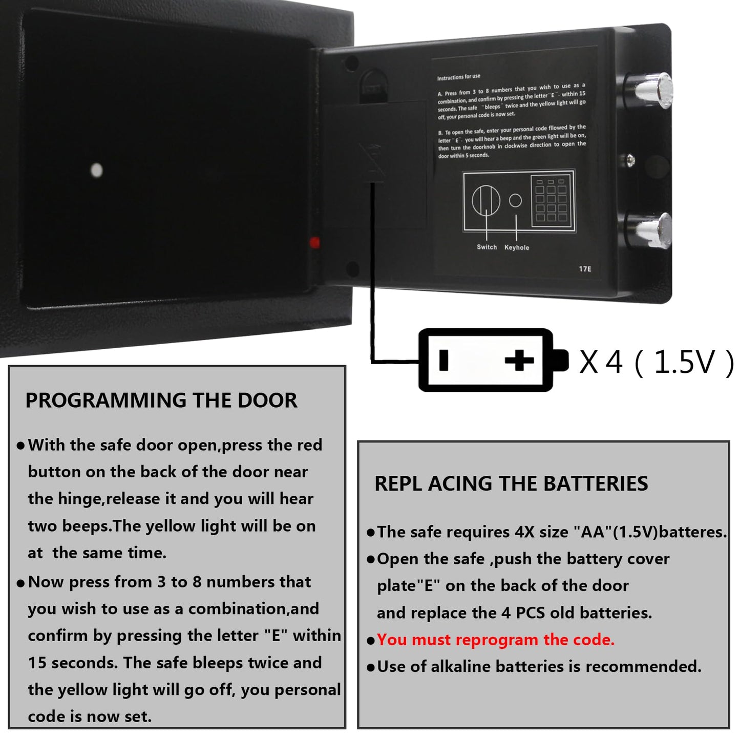 Yuanshikj Safe Box with Electronic Keypad, Small Hidden Steel Security Lock Box with Key, 0.23 Cubic Feet, 9.05" W x 6.69" D x 6.69" H, for Jewelry Gun Cash Use Storage money (BLACK)