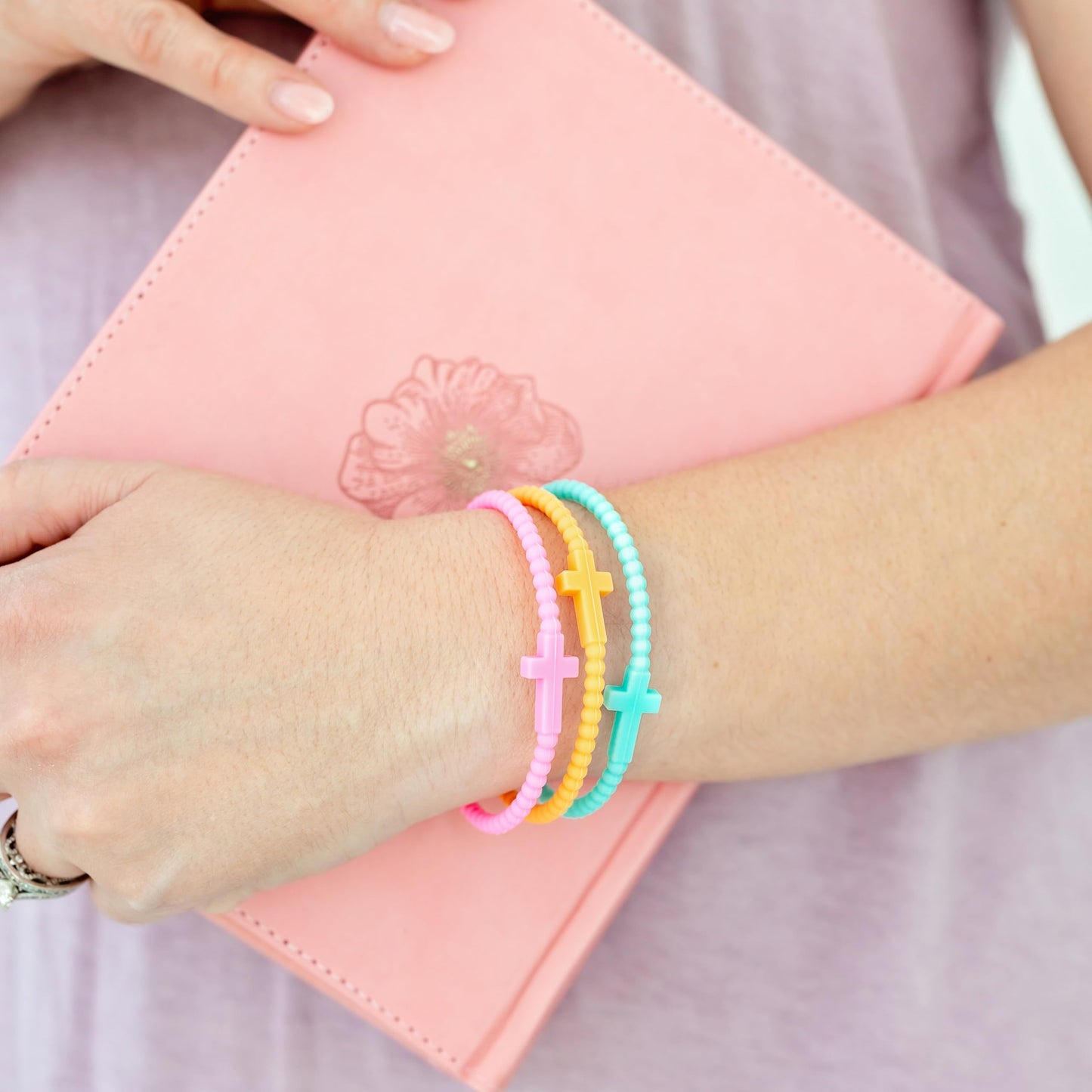 Ryan & Rose Jesus Bracelets - Cross Silicone Bracelet (Kaleidoscope (25 Pack), Small)