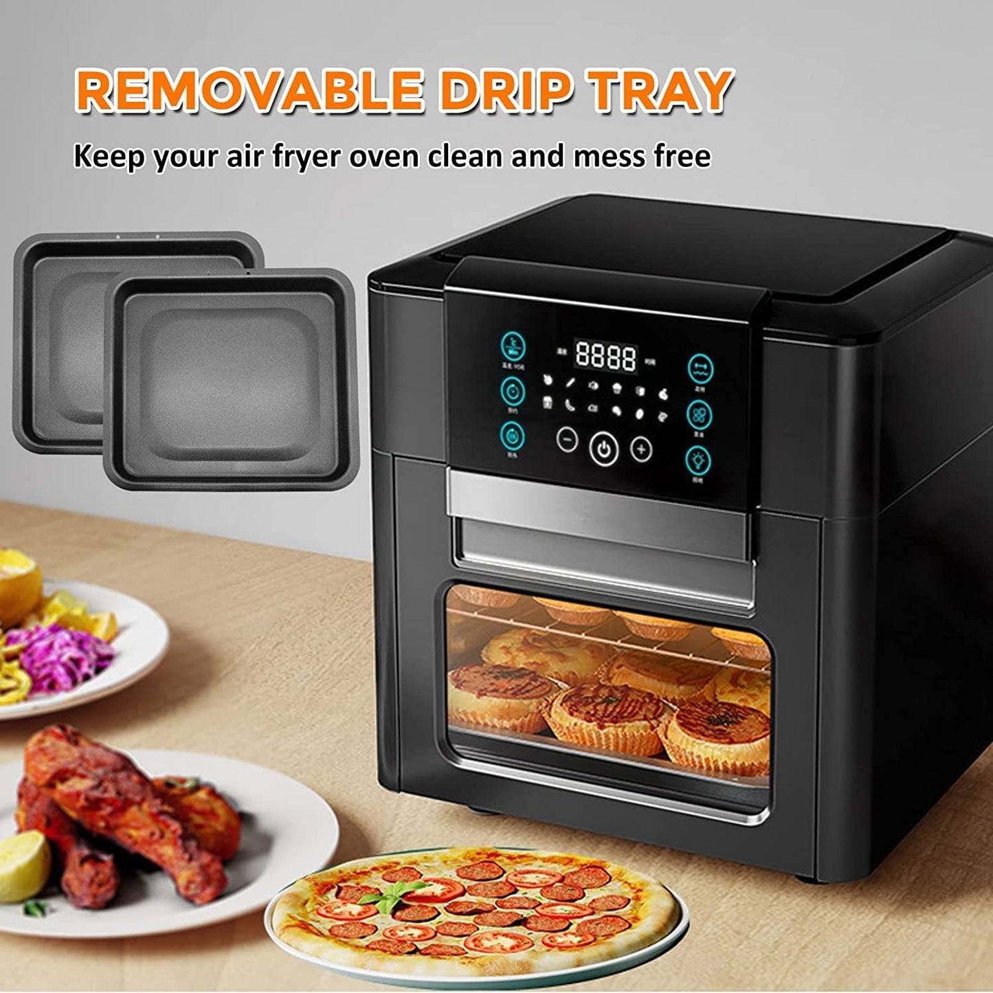 2PCS Air Fryer Drip Tray for Instant Vortex Plus Air fryers, Premium Rectangular Nonstick Oil Drip Pan for Instant Vortex Pro Innsky Chefman PowerXL and More Air Fryers, Dishwasher Safe