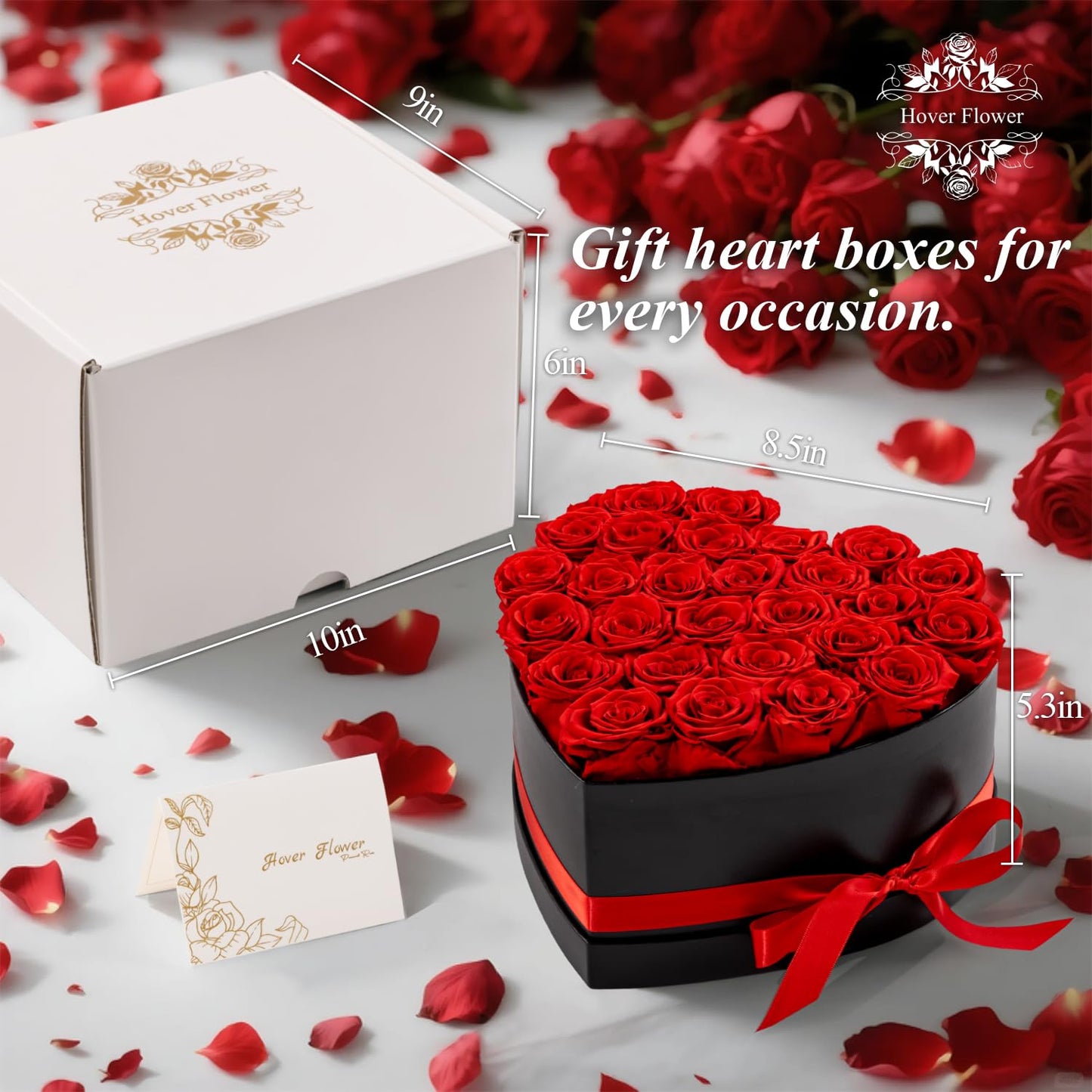 Hover Flower 27 Forever Preserved Flowers in a Box, Vanlentines Day Gifts for Her, Eternal Roses Flowers for Delivery Prime, Birthday Gifts for Women Mom Grandma Wife (Red)