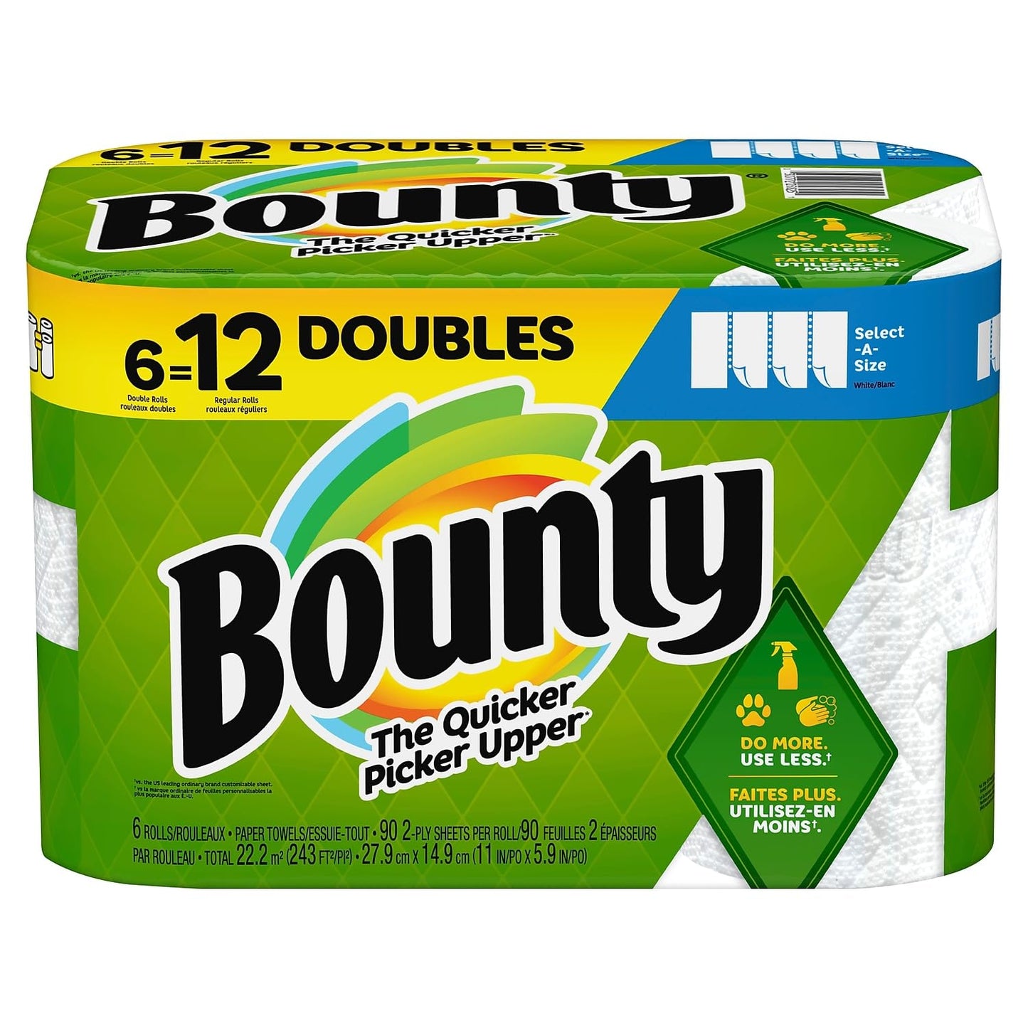 Bounty 1939879 Select-A-Size Kitchen Rolls Paper Towels 2-Ply 110 Sheets/Roll (74801/95054)