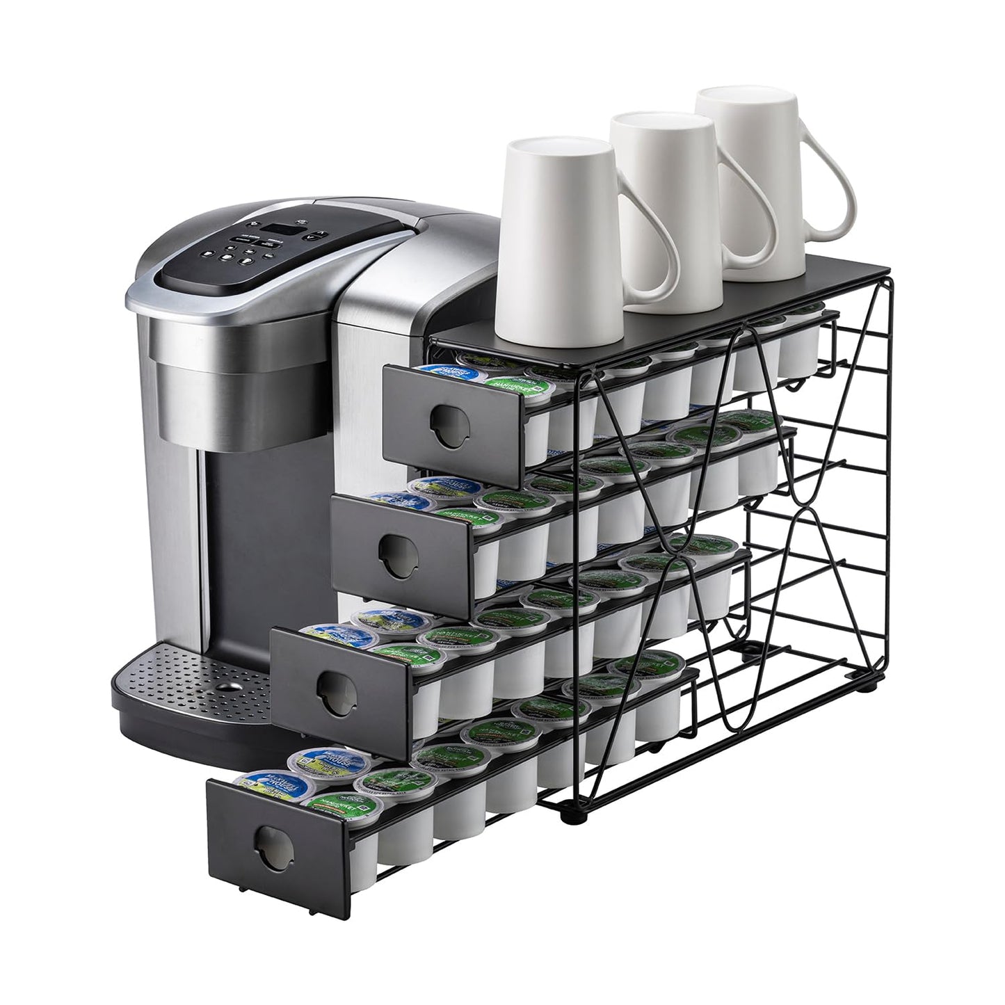 FlagShip K Cup Holder for Keurig Pod K Cup Storage 4 Tier K Cup Drawer Organizer for Counter (56 Pods Capacity)