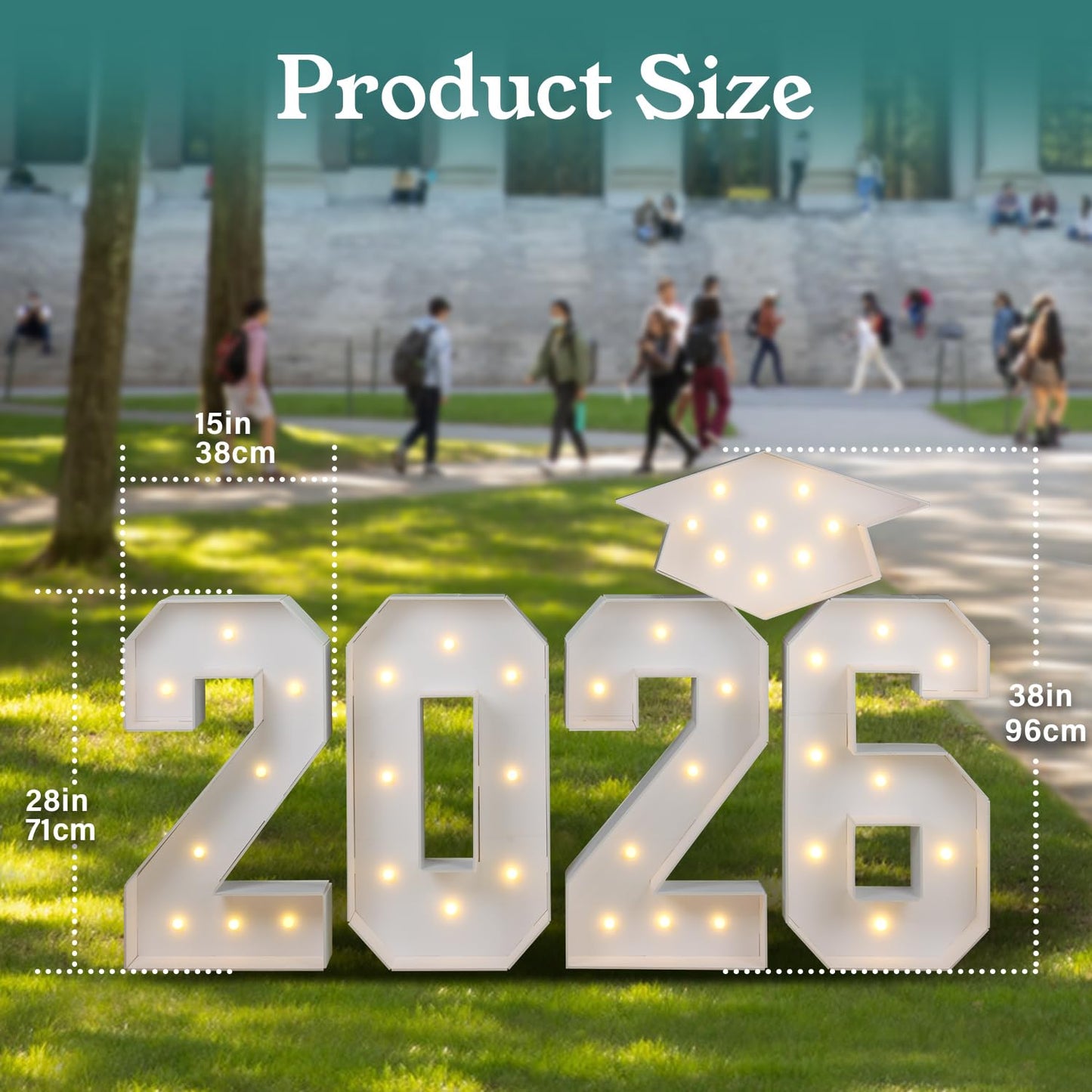 2026 Graduation Party Decorations - 2.3FT Pre-Cut 2026 Marquee Numbers Sign with Light - Mosaic Foam Board Includes Glue Gun Balloons for Kindergarten Preschool College Prom
