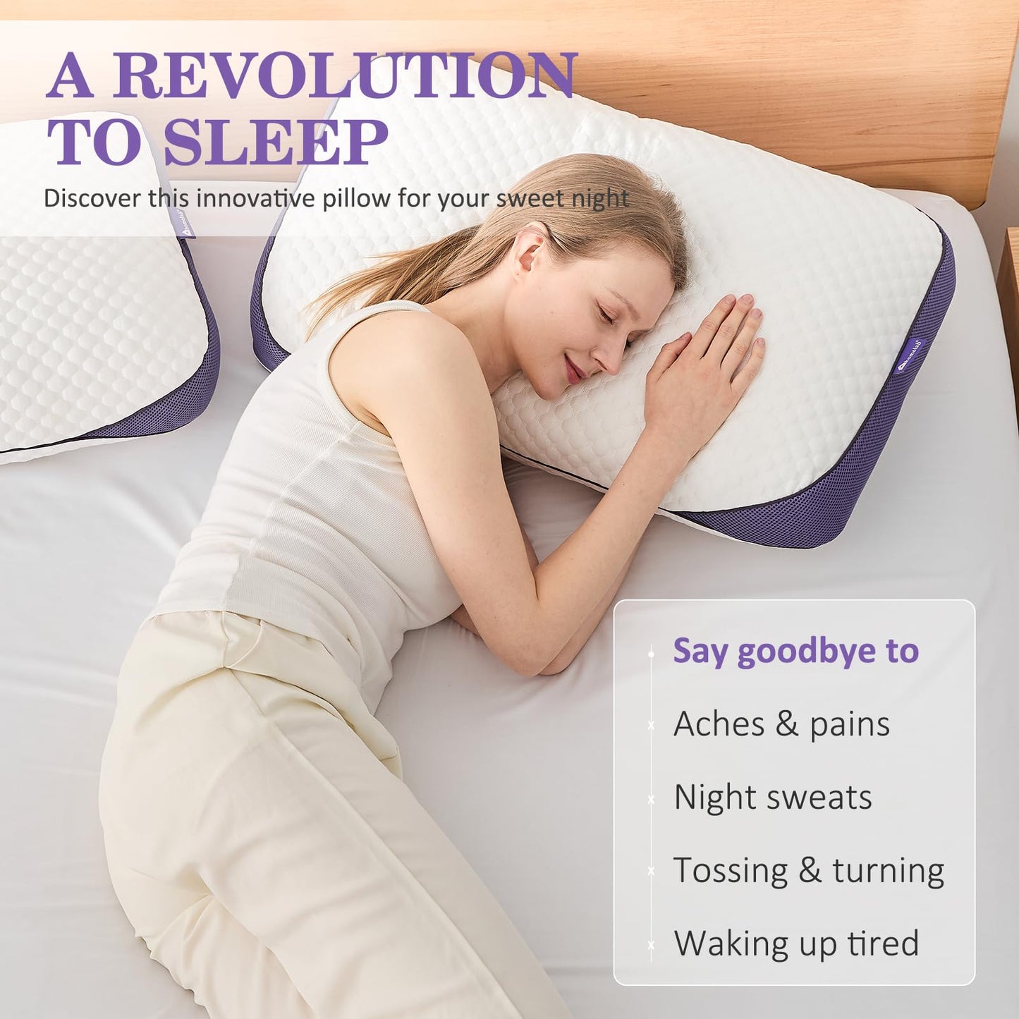 HOMELAB Adjustable Shredded Memory Foam Pillow King Size, Cooling Bed Pillow for Sleeping with Removable Cover, Medium Pillow for Side Stomach & Back Sleepers, 1 Pack 20"x34"