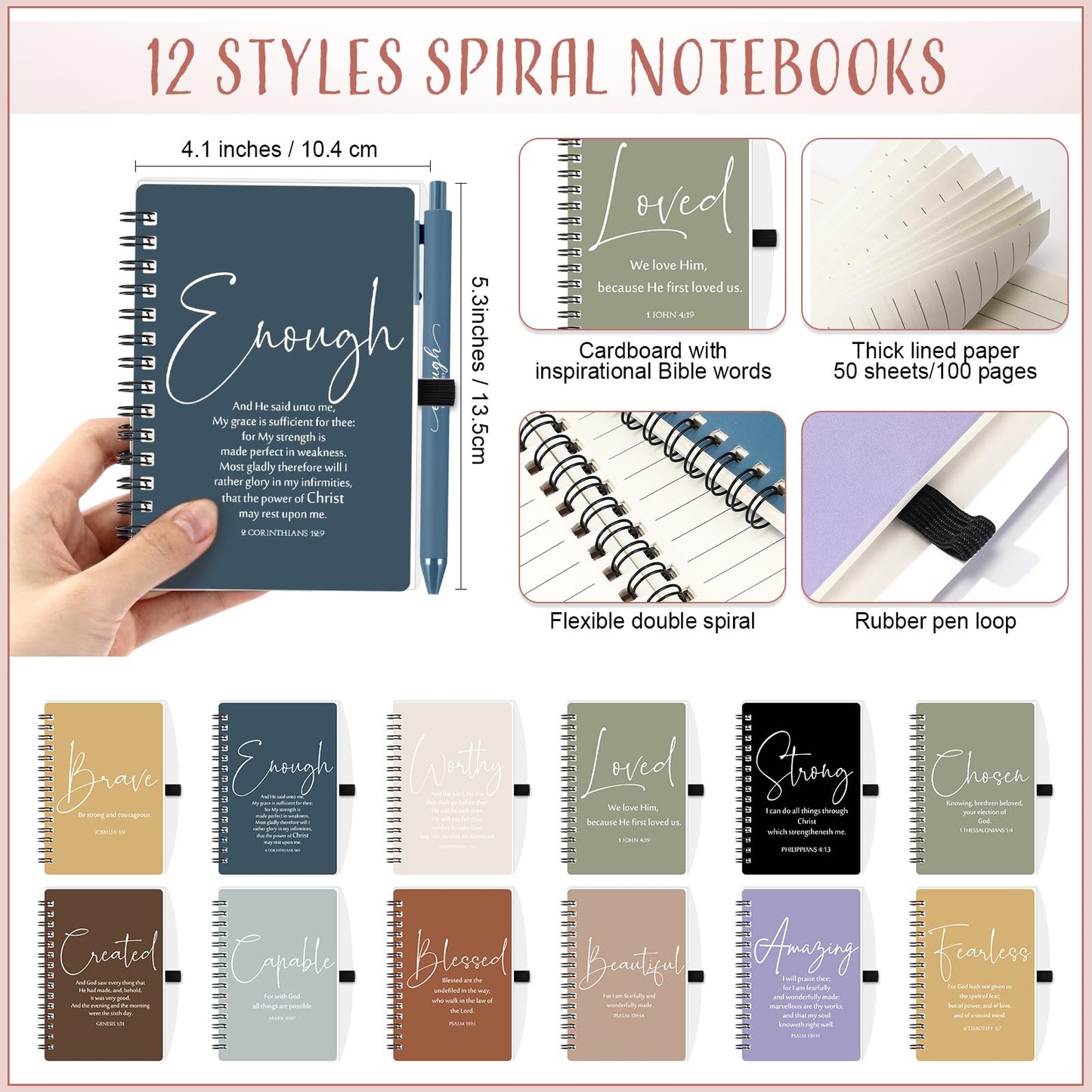 Kosiz 24 Sets Christian Gifts Bulk Christian Notebooks with Pens Inspirational Prayer Journals Bulk A6 Spiral Small Notepads for Women Men Church Members Bible Study Groups (Fresh Color)