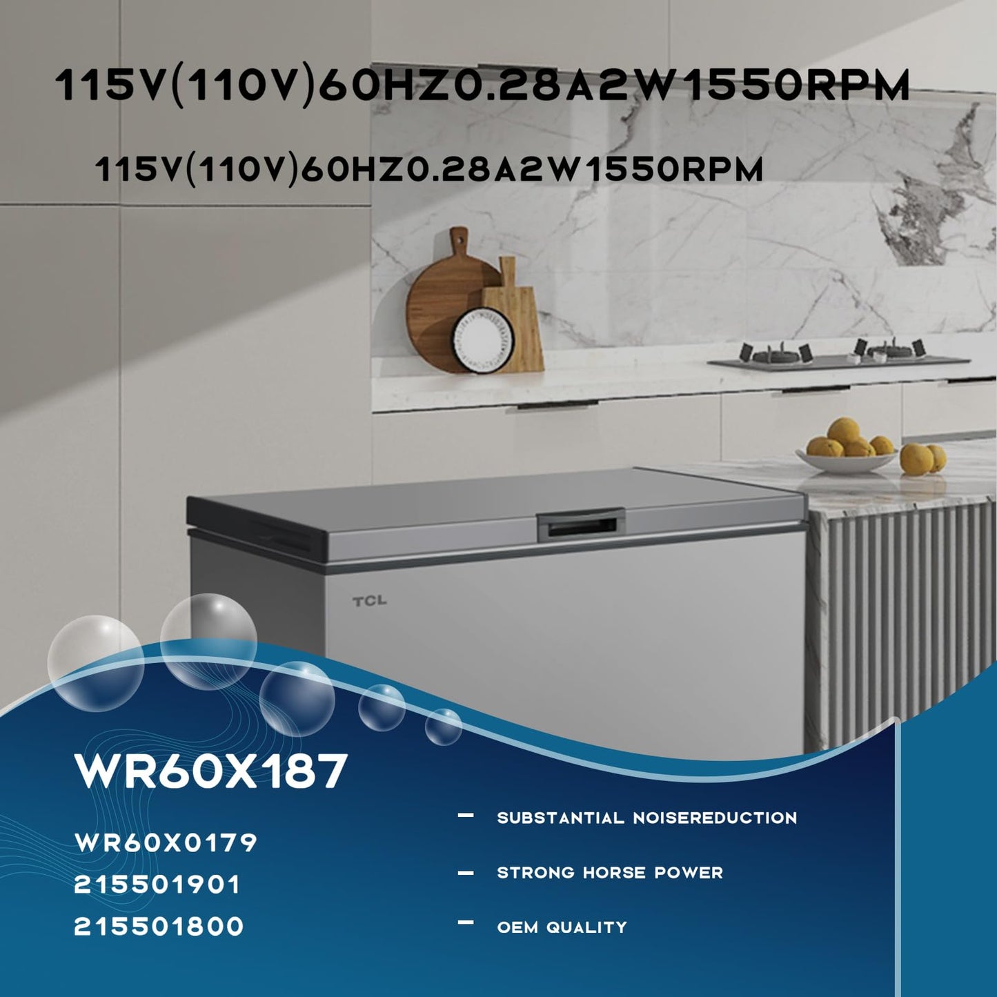 WSRXG WR60X187 215501800 215501901 Refrigerator Condenser Fan Motor Upgraded Aluminum Casing OEM Components