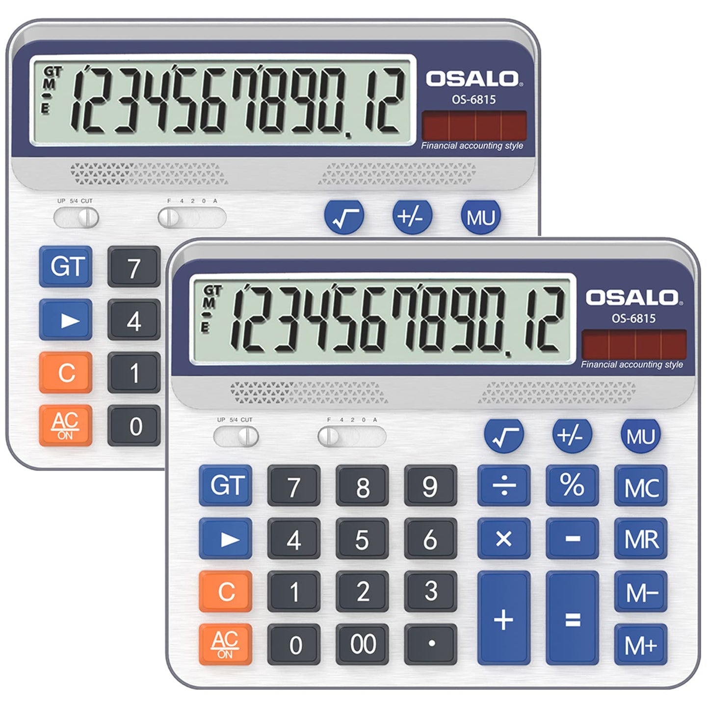 Desktop Calculator Extra Large 5-Inch LCD Display 12-Digit Big Number Accounting Calculator with Giant Response Button, Battery & Solar Powered, Perfect for Office Business Home Daily Use(6815-2pcs)