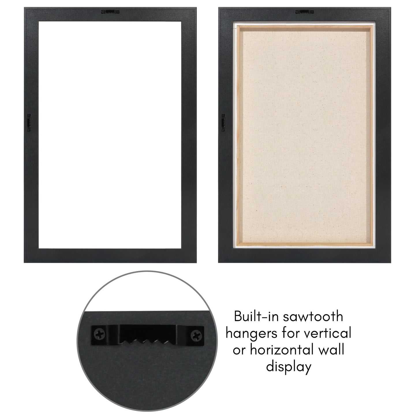 Americanflat 16x24 Canvas Floating Frame with Adhesive Strips Included - Vertical and Horizontal Floating Frame for Artwork - Canvas Frames for Wall Display - Black