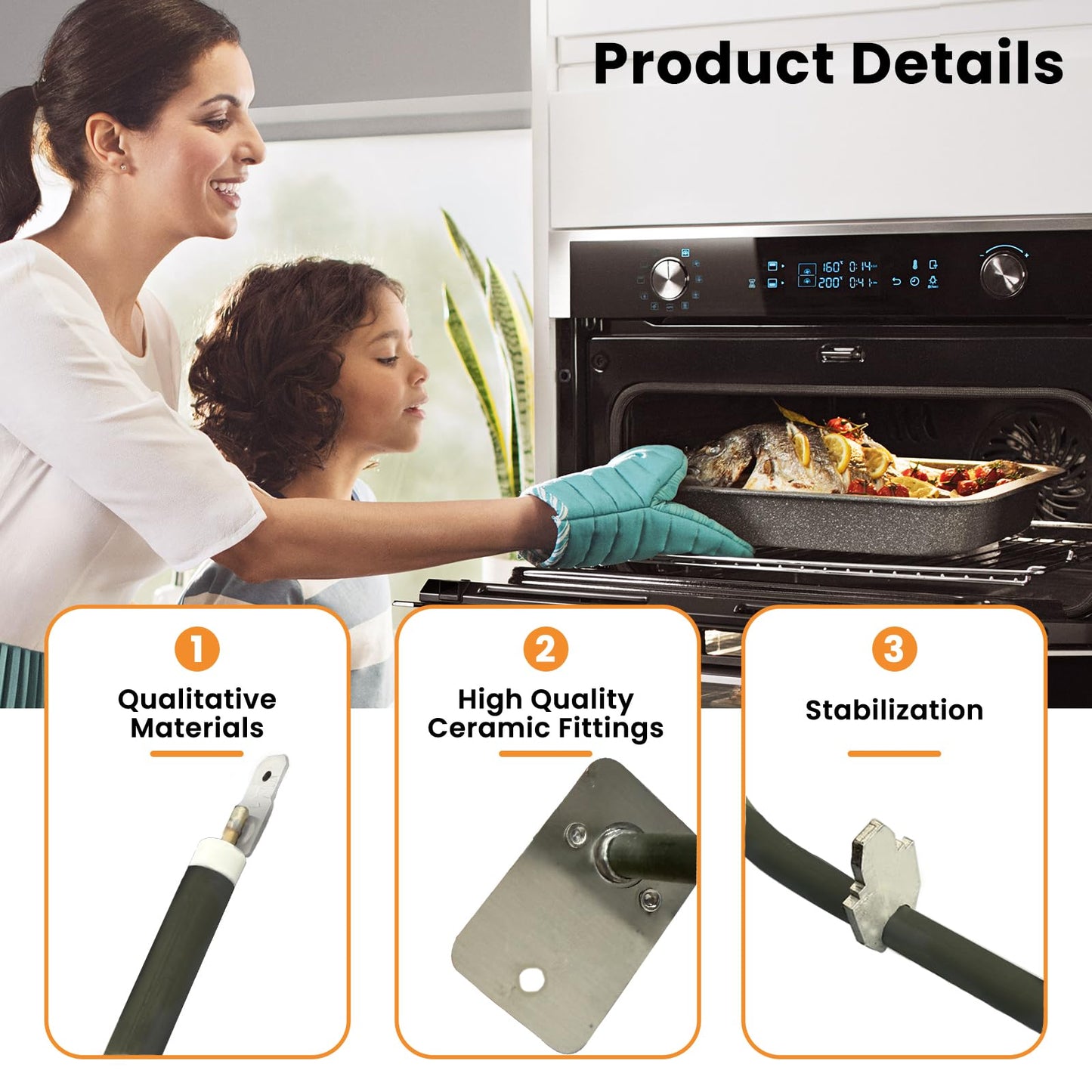 Xzionh W10310274 Bake Heating Element Compatible With Jenn-Air 30" Electric Slide-In Range. Replacement 1863288 AP6019234 PS11752540 EAP11752540 74010883