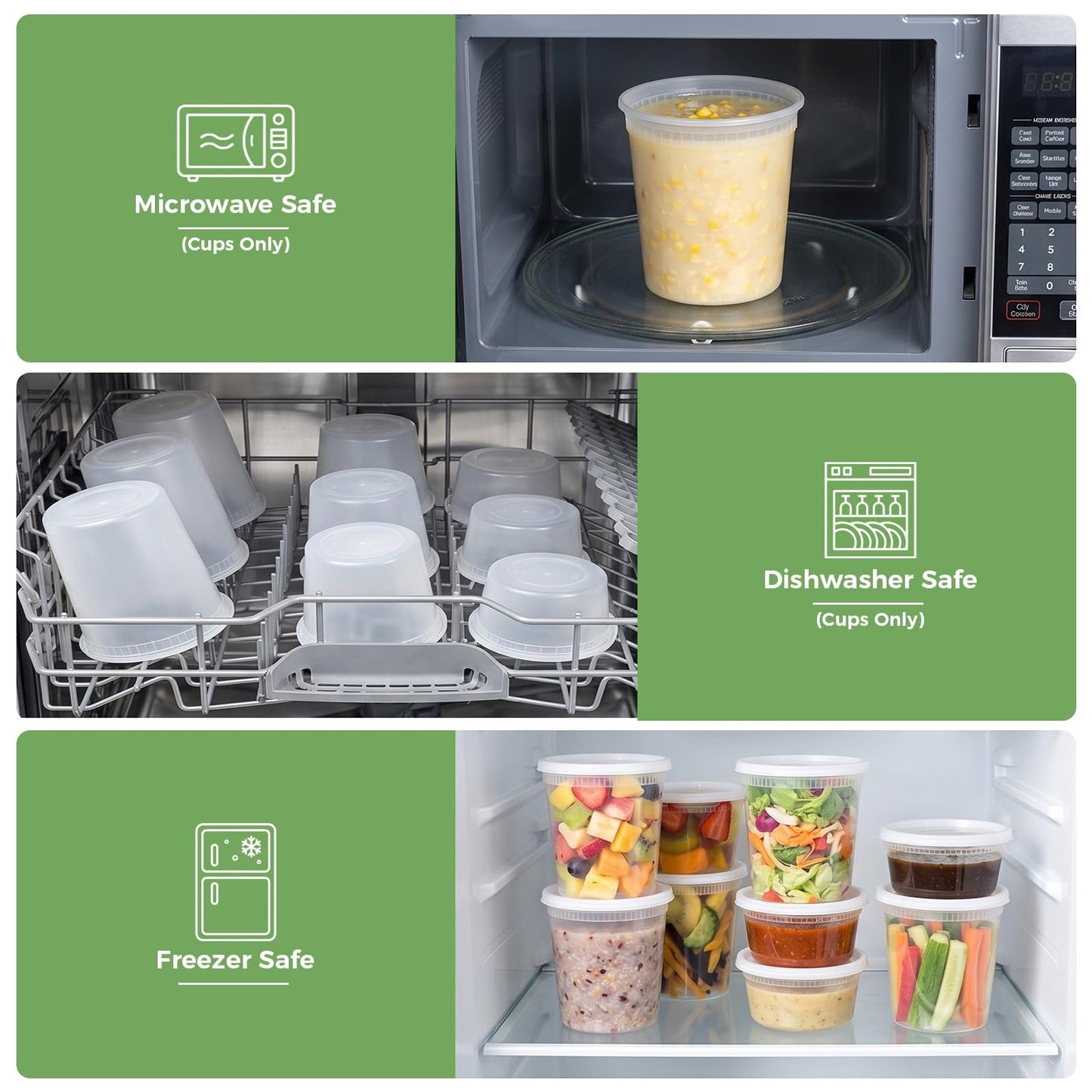vivigu Deli Containers with Lids 48 Sets, 32/16/8 oz Food Storage Containers with Lids for Takeout Meal Prep Storage, Plastic Soup Container Leak-Proof & BPA Free, Freezer/Microwave/Dishwasher Safe