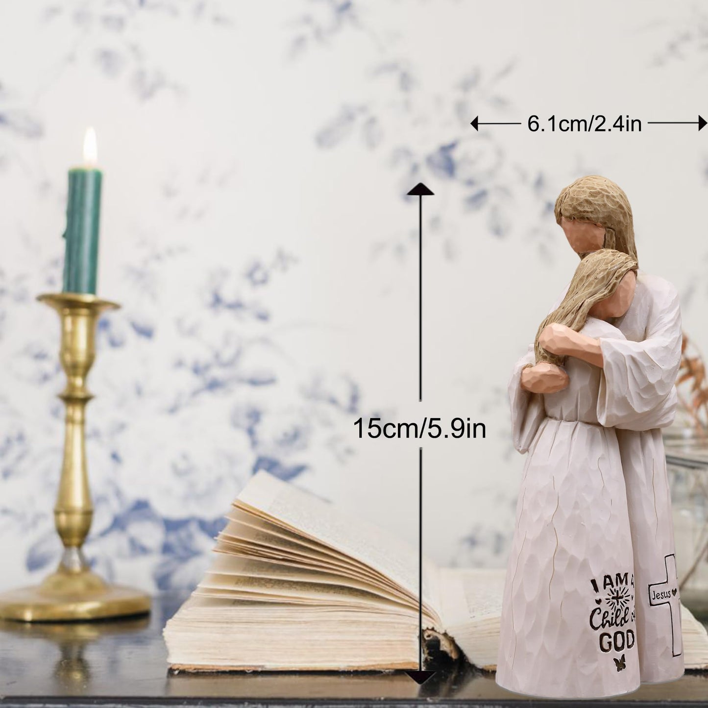 Sayouart Jesus Embracing Woman-Christian Gifts for Women, Religious Gifts for Women, Baptism Gift for Girl, Sculpted Hand-Painted Figurine