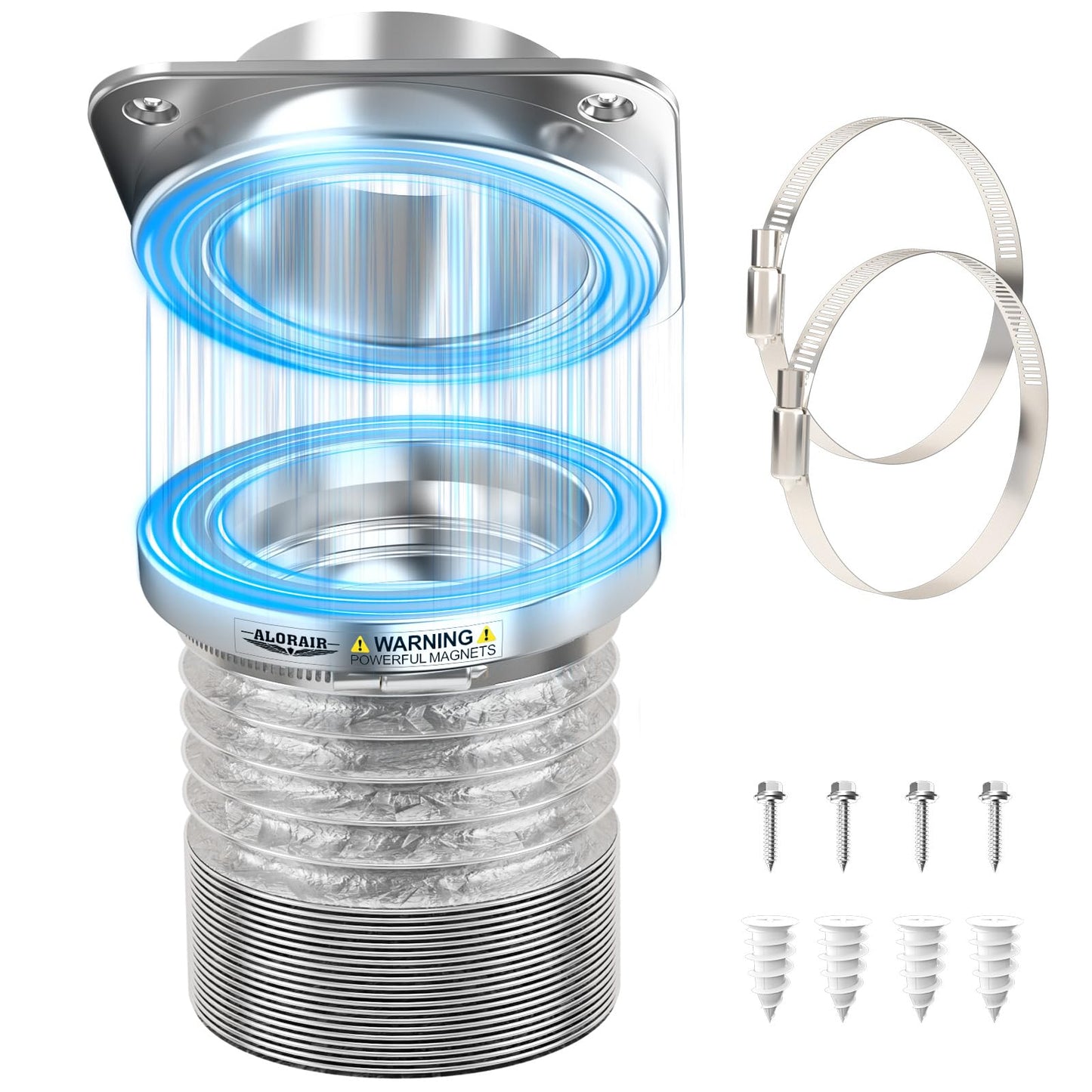 ALORAIR Magnetic Dryer Vent Connector Kit | DV180 Airtight Seal Dryer Vents Coupling | Easy to Clean Quick Connector Including 4 inch Duct Hose and 2 Clamps
