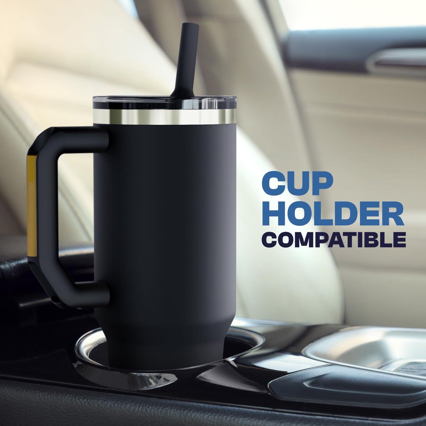 Thicc Buddy - 40 oz Stainless Steel Vacuum Insulated Tumbler with Lid and Straw for Water - Travel Mug Cupholder Friendly - Gifts for Women Men Him Her