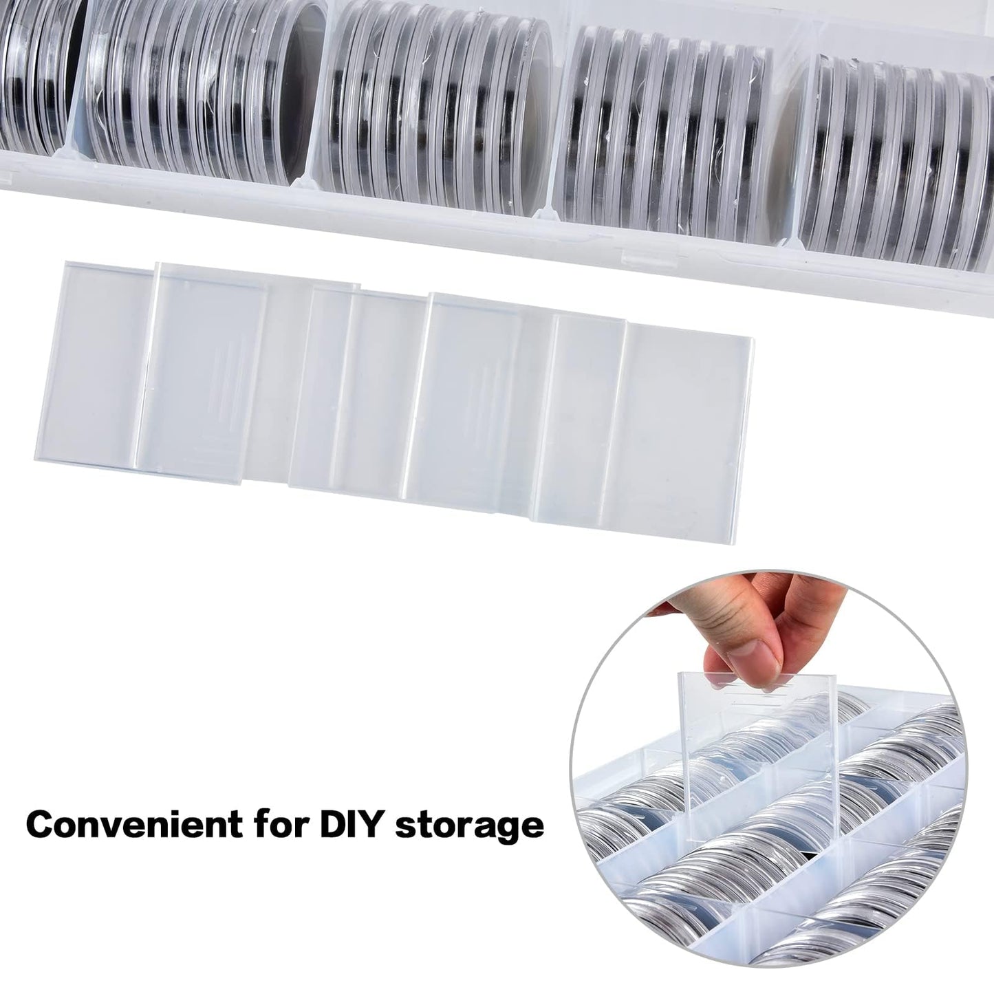 FULLCASE Coin Holders for Collectors–168Pcs Coin Capsules with 6-Size Foam Gaskets (20-46mm) for Silver Dollars Eagles & Foreign Coins, Airtight Coin Storage Box Organizer Collecting Supplies (Black)