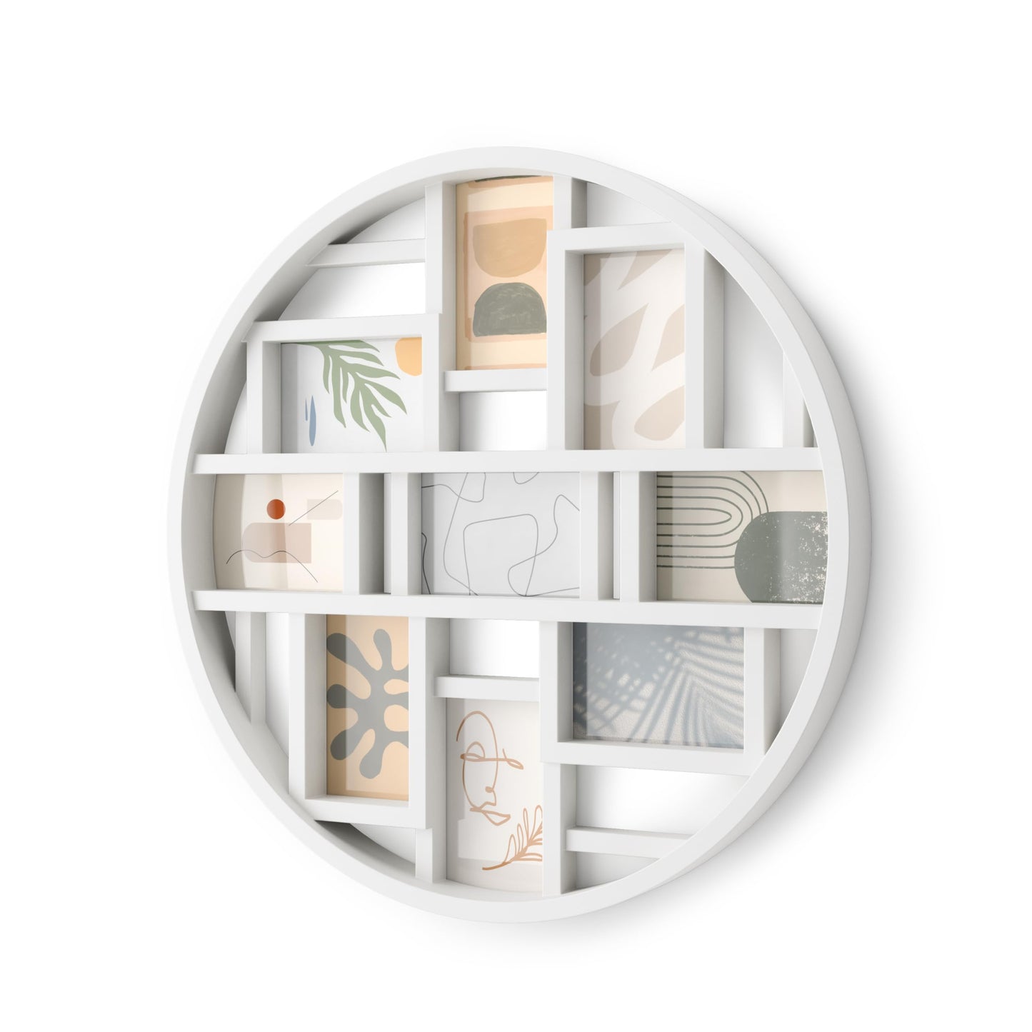 Umbra Luna Collage Picture Frame Holds Nine 4x6 Photos, Large 22-Inch Diameter, White