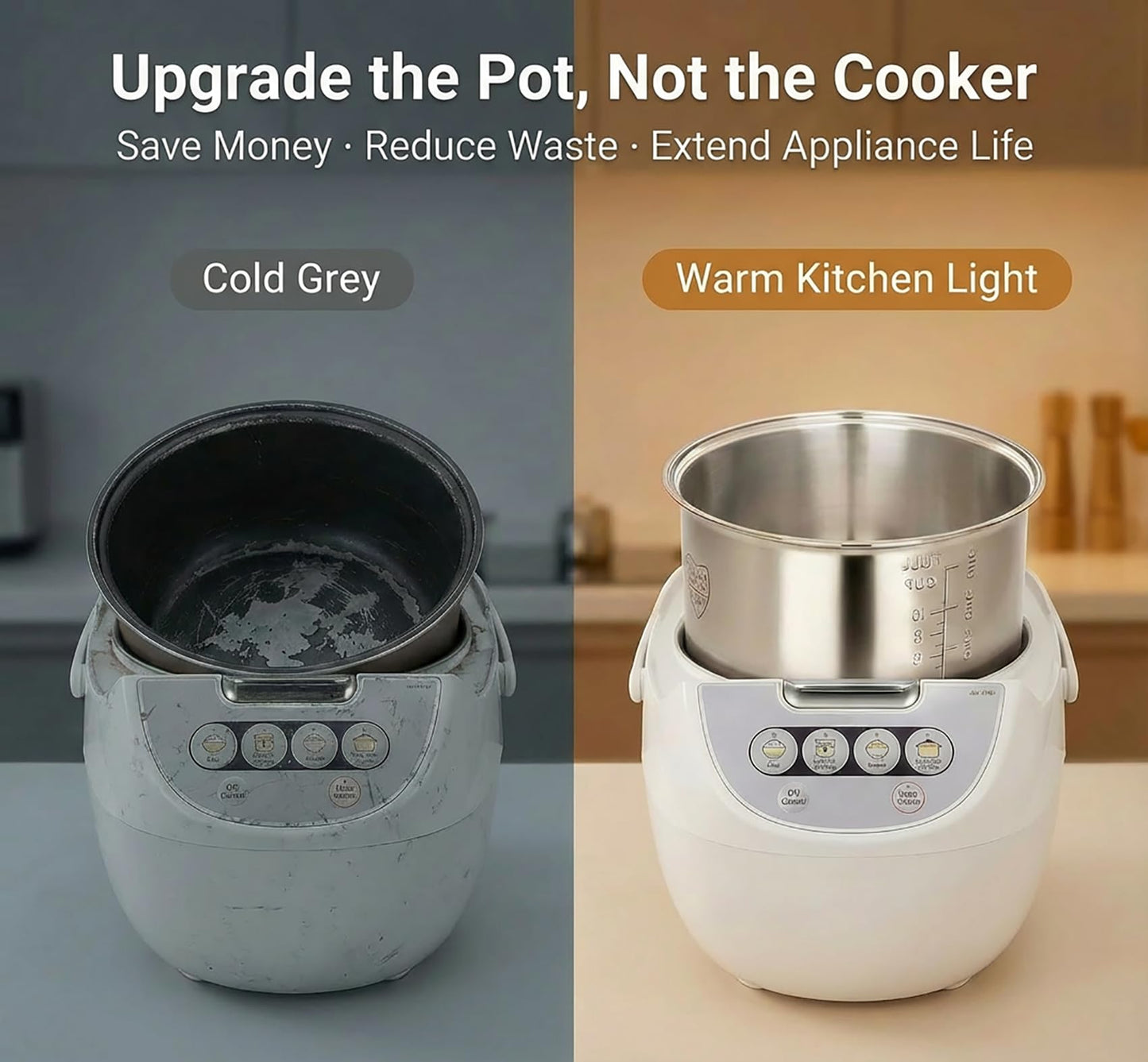 Rice Cooker Replacement Pot, Compatible with Aroma ARC-150SB & ARC-5200SB, Stainless Steel Non-Stick Inner Pot, Durable Design, Even Heating for Perfect Rice