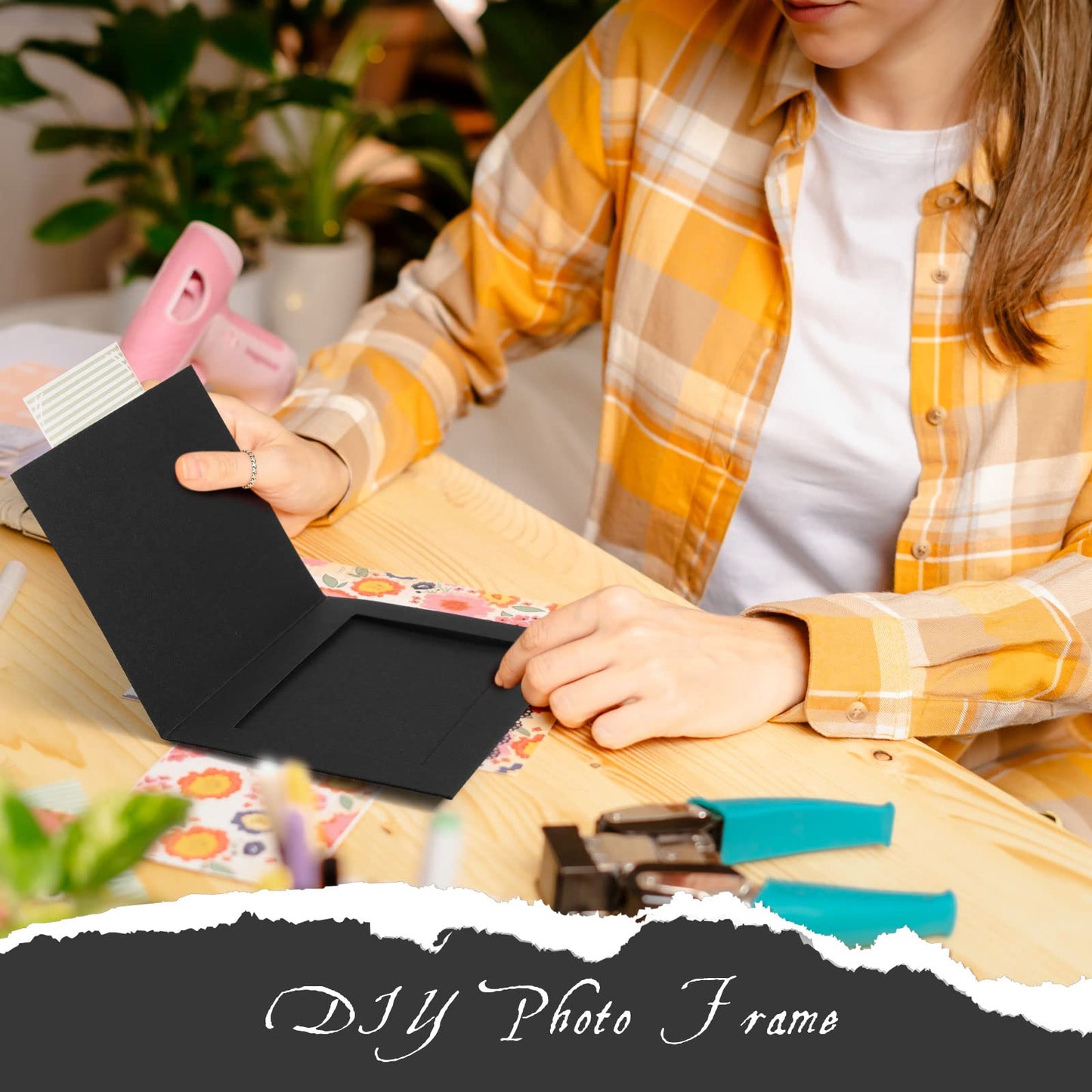 Fainne 150 Pack Photo Folders 4x6Inch Cardboard Picture Frame Photo Frame Thank You Cards Cardboard Folders Paper Greeting Cards Inserts for Portraits Christmas Wedding (4 x 6 Inch,Black)