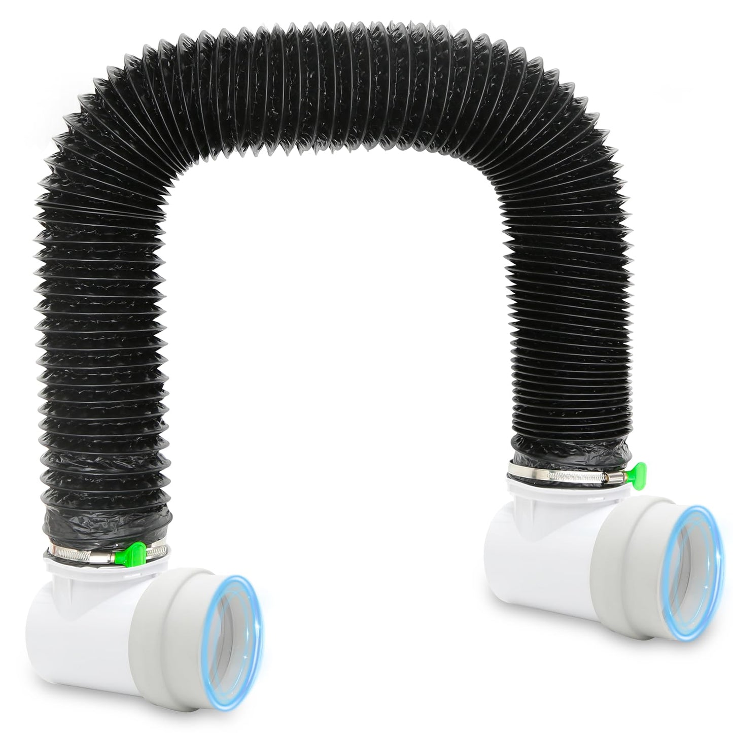 4inch 10FT Dryer Vent Hose for Tight Space, 90 Degree Dryer Vent Elbow with Rubber Seal Connectors, 6-Layer Duct Hose with 2 Key Hose Clamps, Easy-Install Heat Resistant Dryer Hose Vent Kit