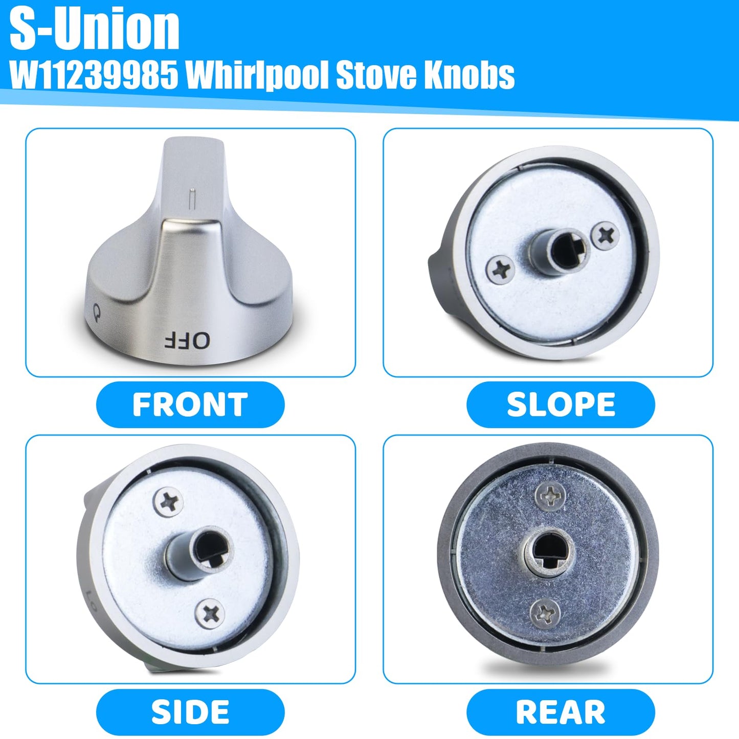 Upgraded W11239985 for Whirlpool Stove Knobs Replacement,W11239985 Whirlpool Gas Stove Oven Knobs W10850015 WFG550S0HZ0 WFG525S0JV0 WFG525S0HZ0 WFG525S0HZ1 W11032553 Range Knob (5pcs)